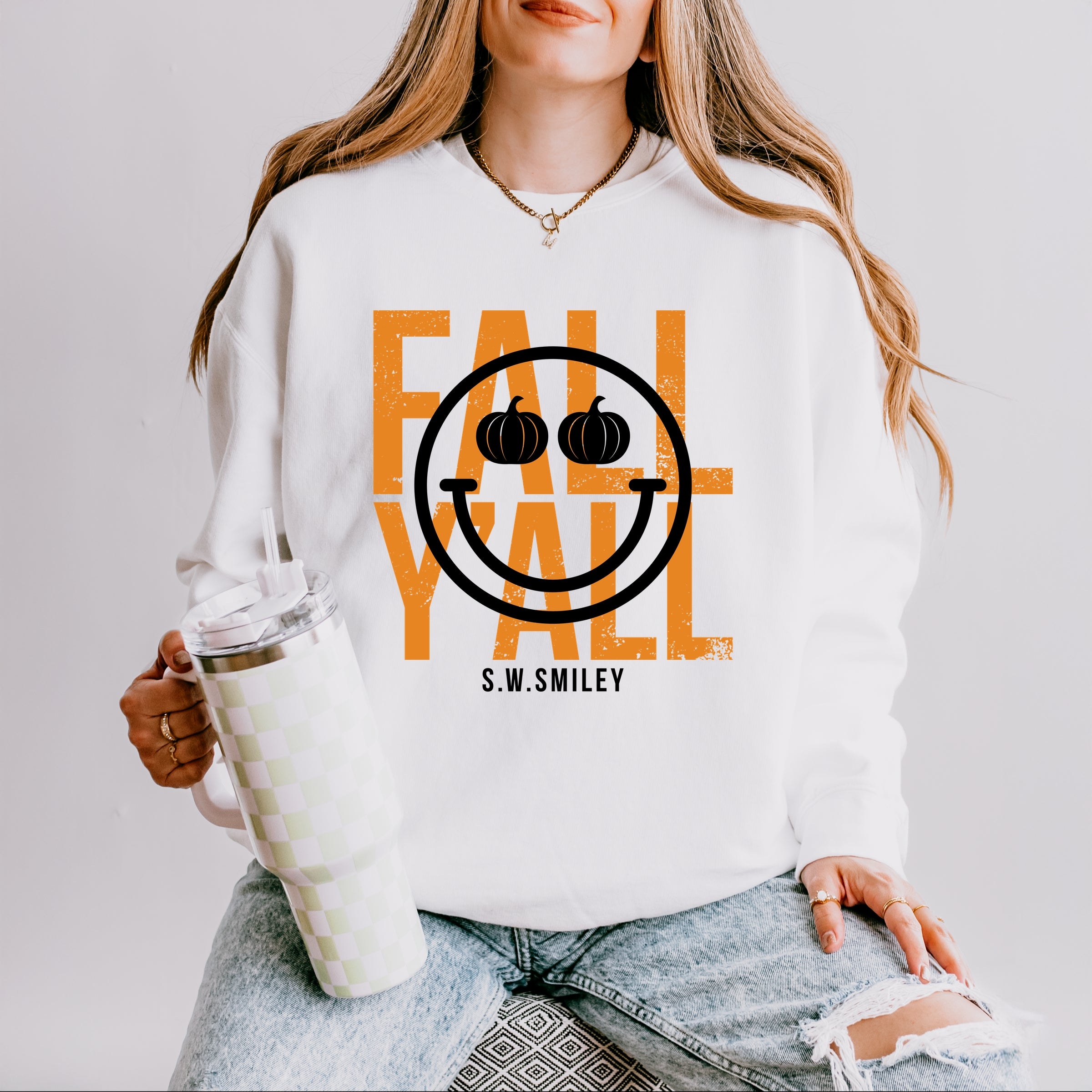 S.W.Smiley Fall Y'all - Women's Lightweight Garment Dyed Sweatshirt