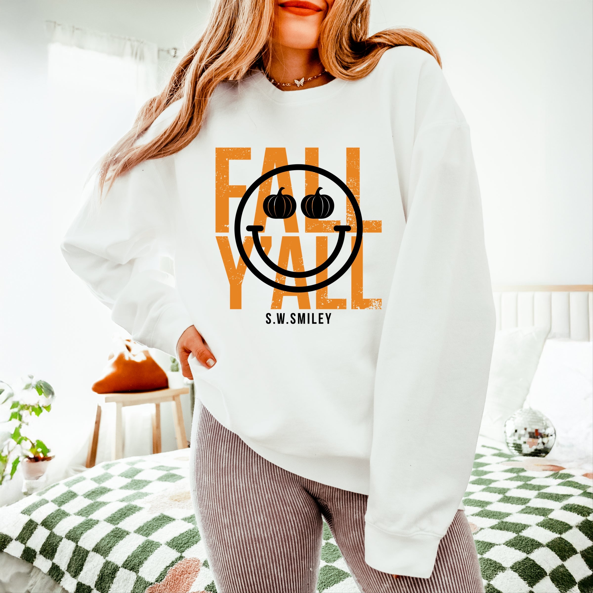 S.W.Smiley Fall Y'all - Women's Lightweight Garment Dyed Sweatshirt