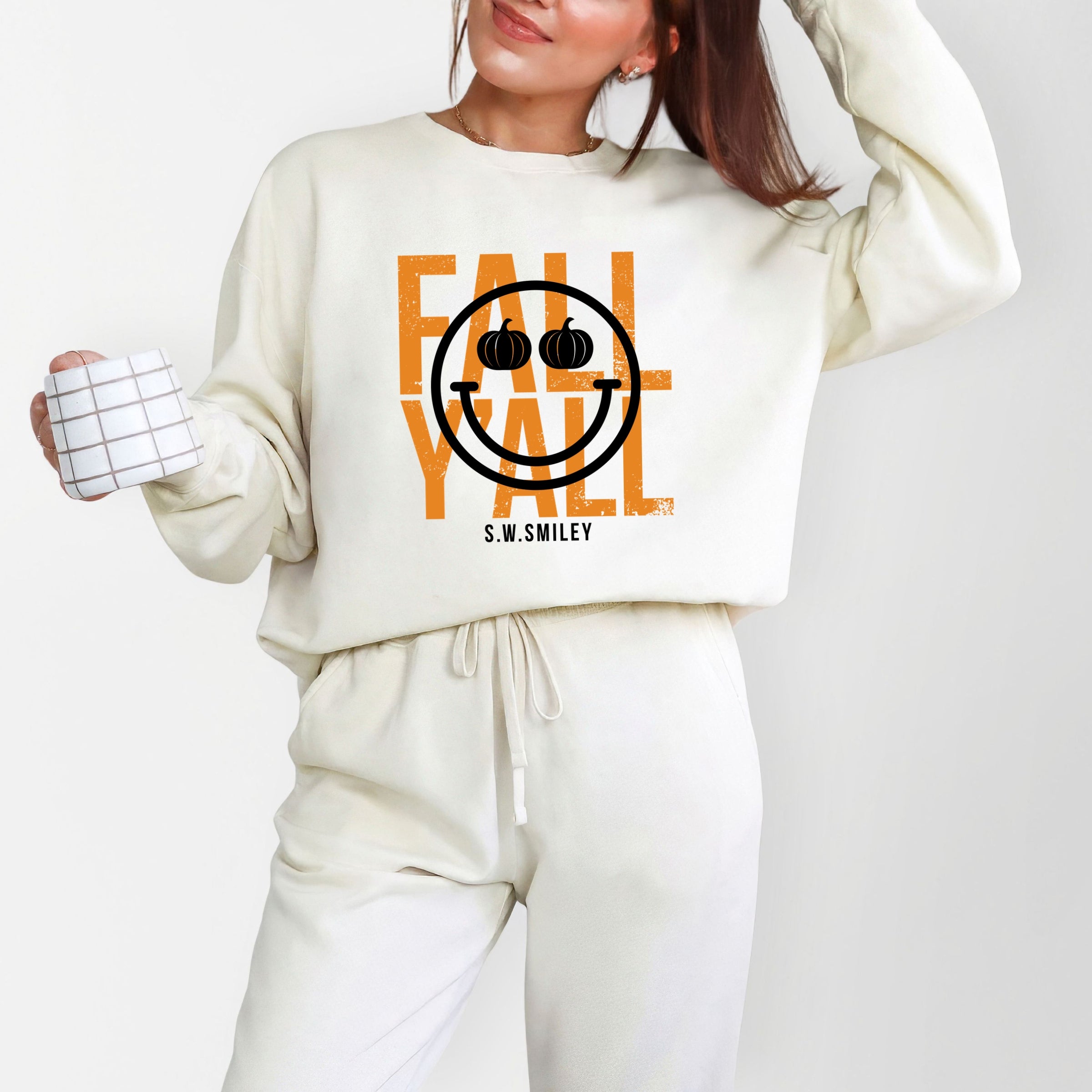 S.W.Smiley Fall Y'all - Women's Lightweight Garment Dyed Sweatshirt