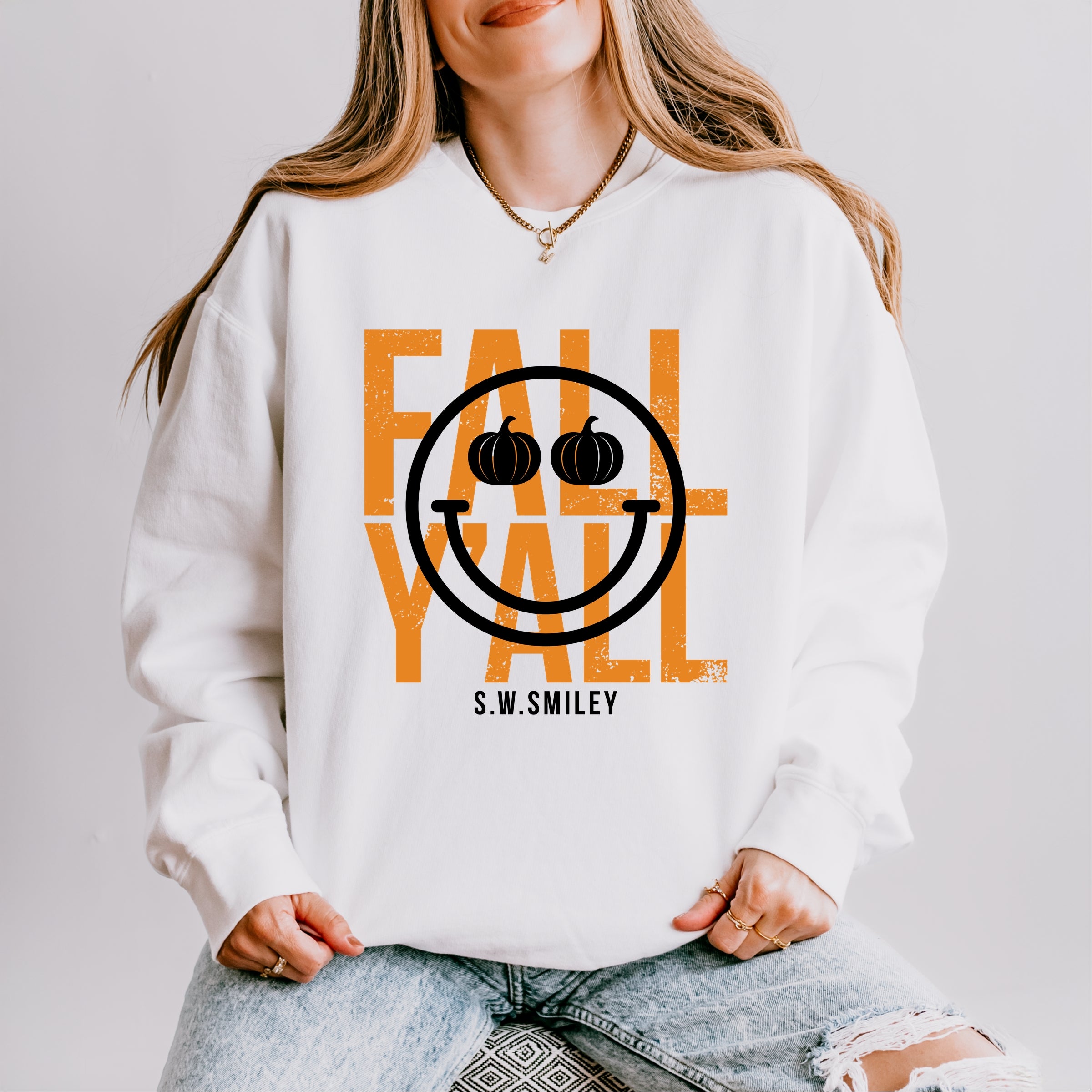 S.W.Smiley Fall Y'all - Women's Lightweight Garment Dyed Sweatshirt