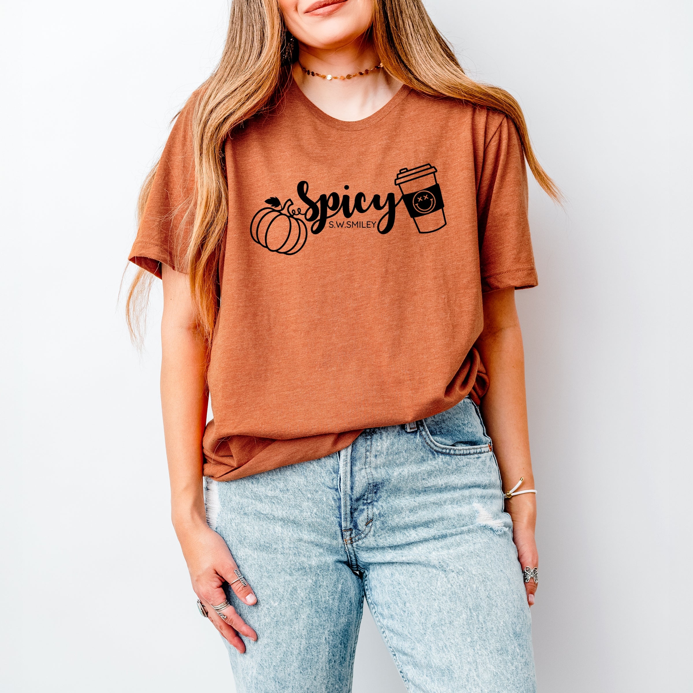 S.W.Smiley Spicy Pumpkin Spice - Women's Short Sleeve Graphic T-Shirt