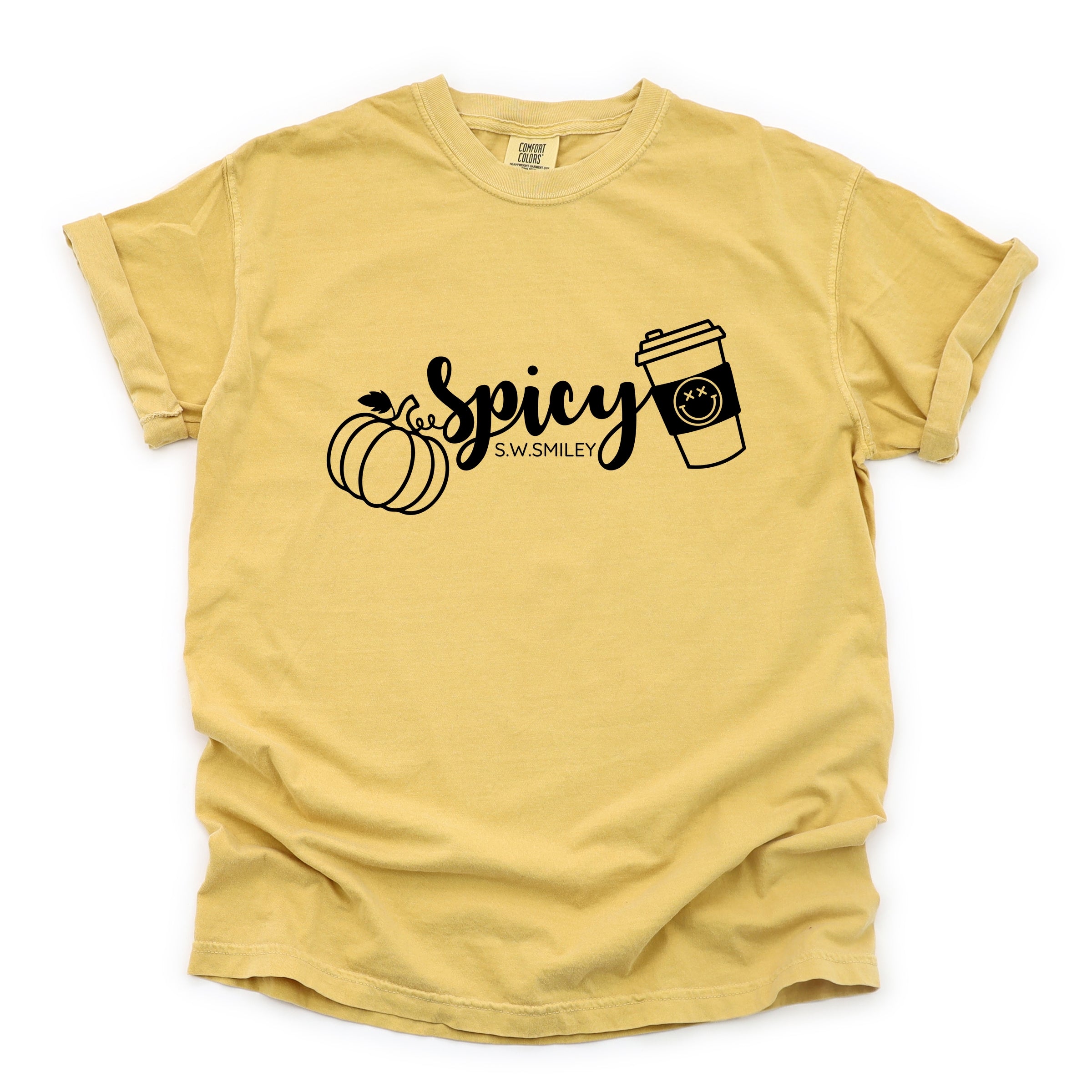 S.W.Smiley Spicy Pumpkin Spice - Women's Garment Dyed Graphic T-Shirt