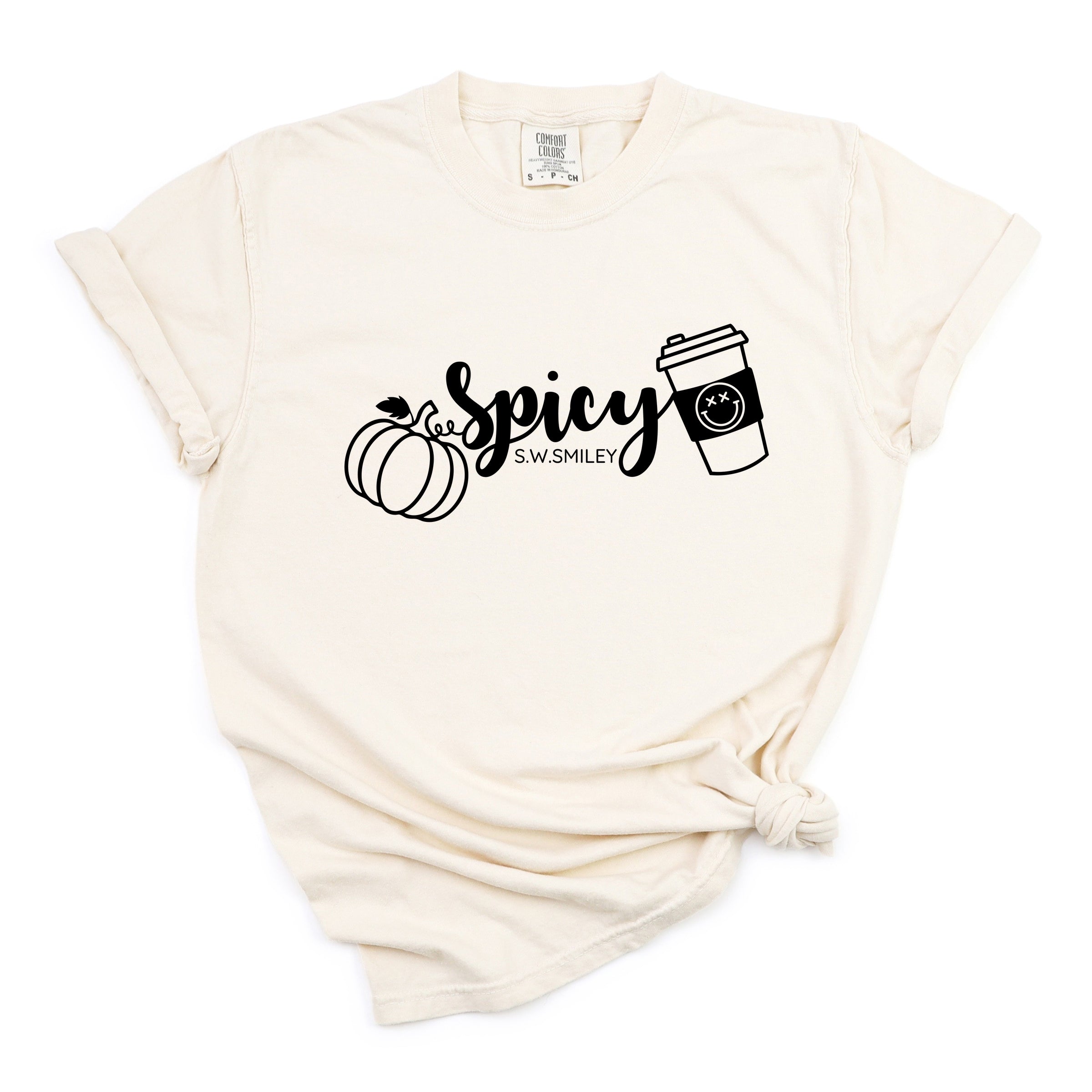 S.W.Smiley Spicy Pumpkin Spice - Women's Garment Dyed Graphic T-Shirt