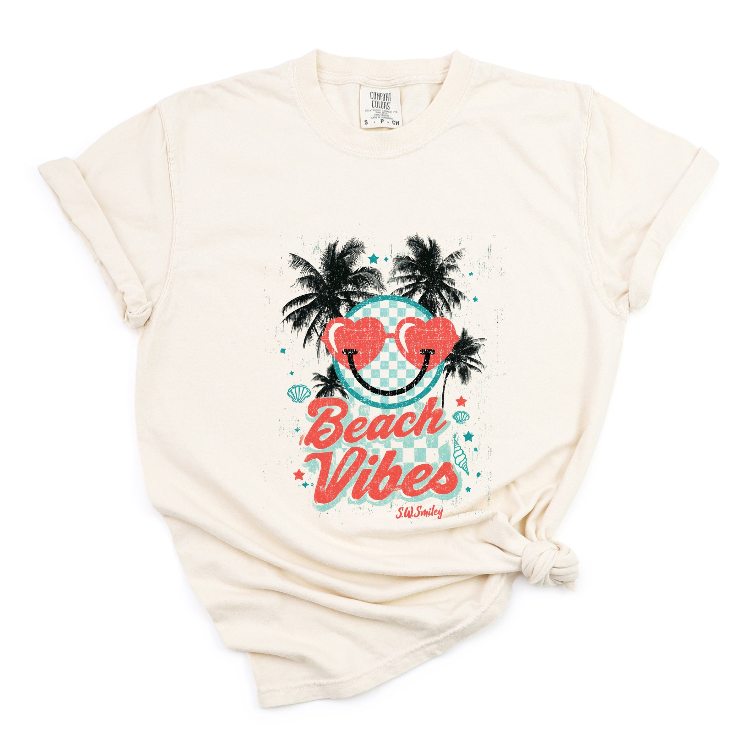S.W.Smiley Beach Vibes - Women's Garment Dyed Tee