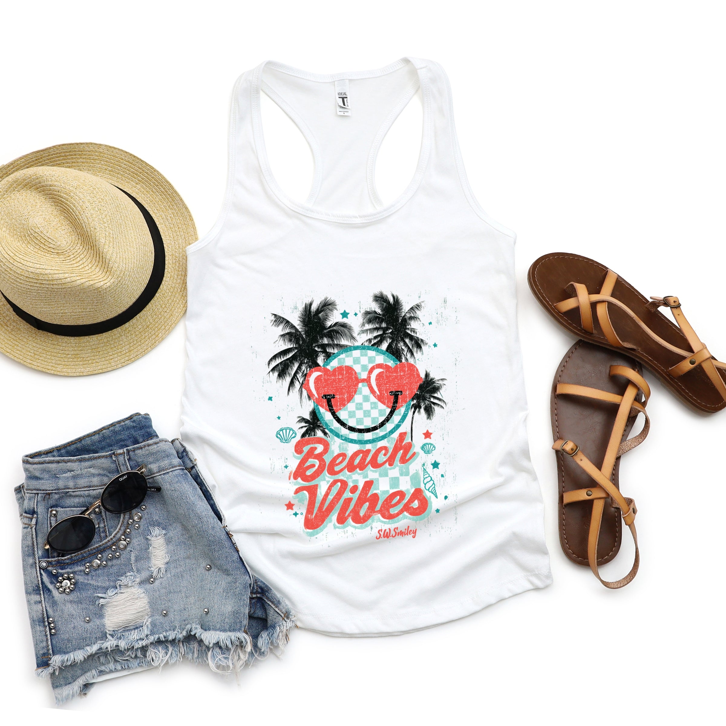 S.W.Smiley Beach Vibes - Women's Racerback Tank