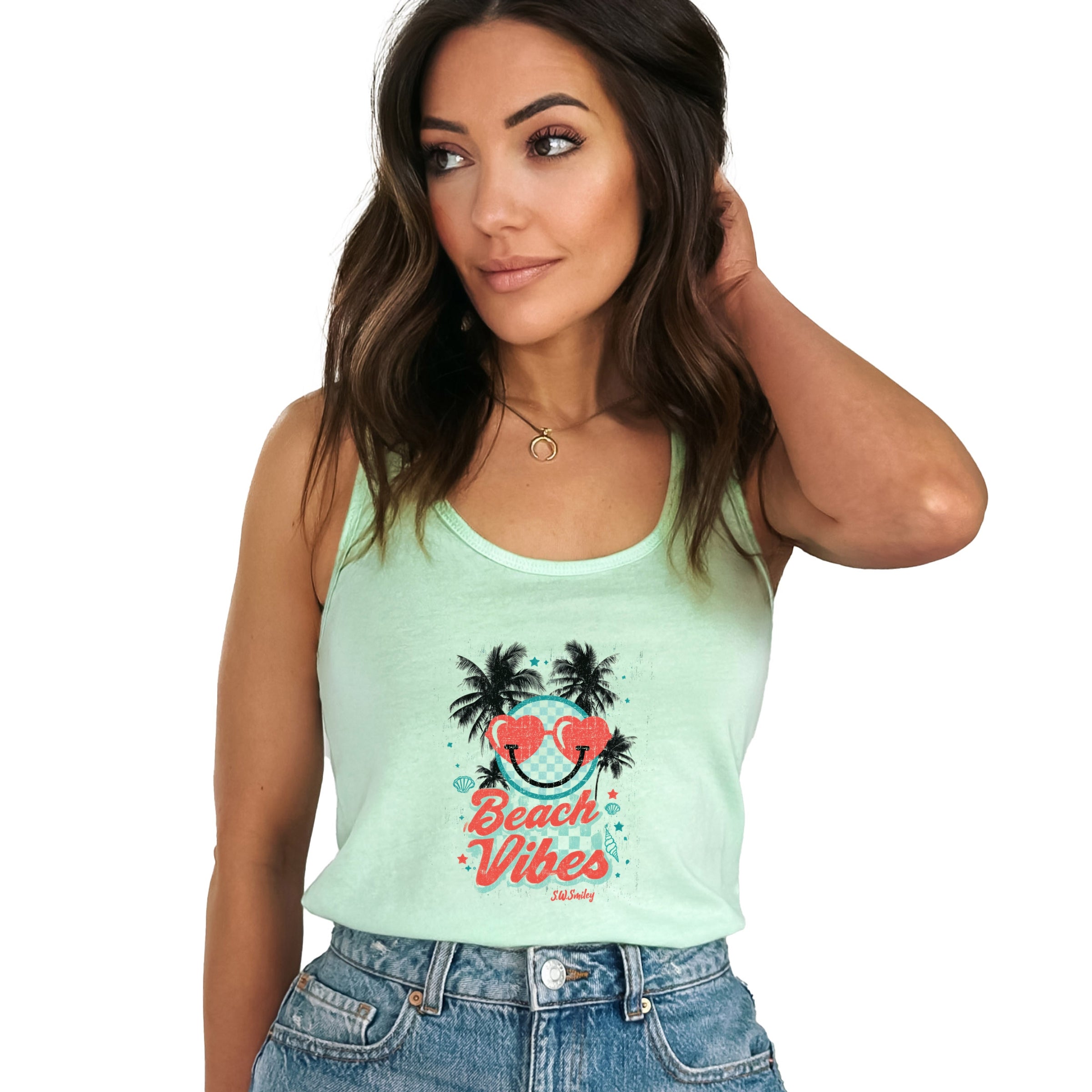 S.W.Smiley Beach Vibes - Women's Racerback Tank