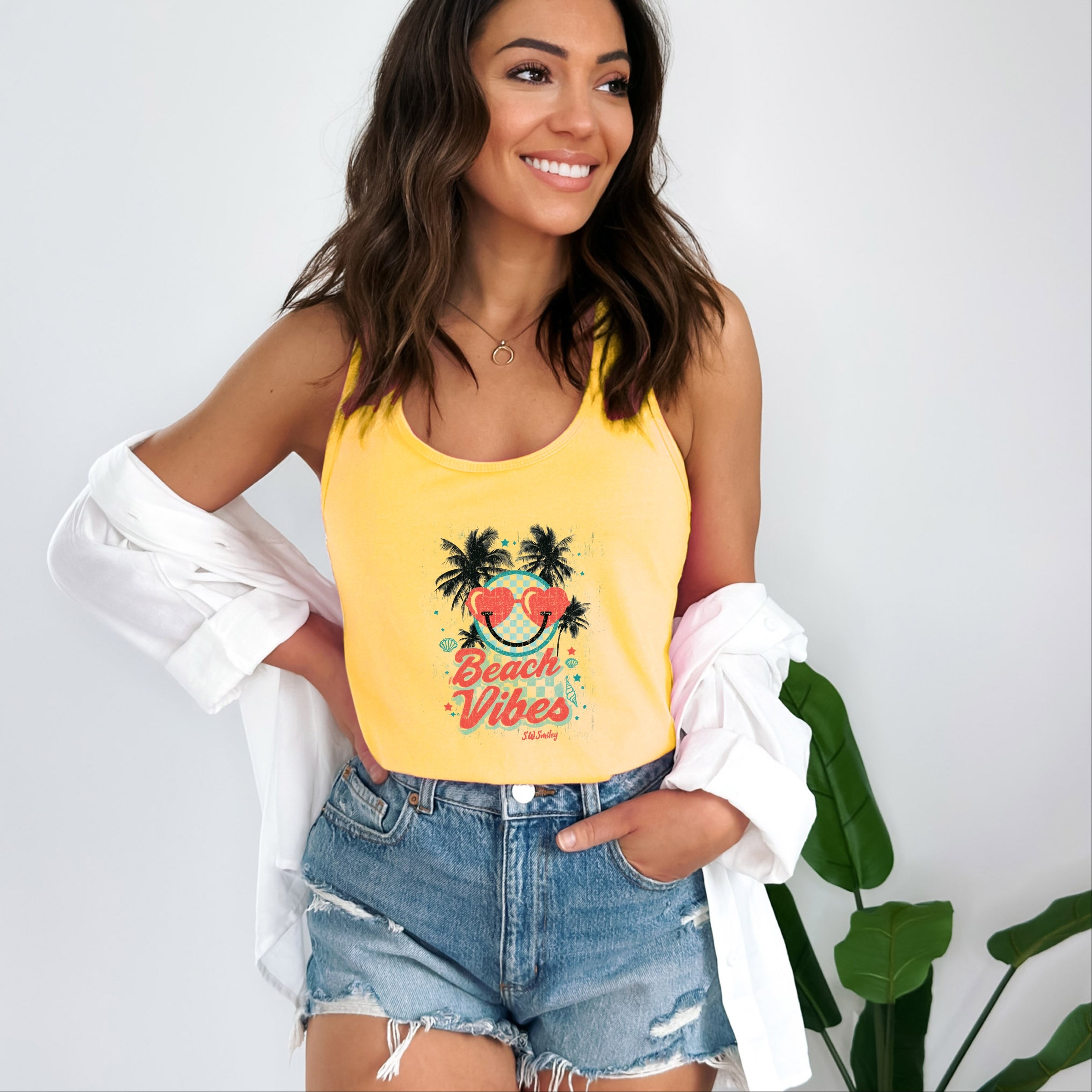 S.W.Smiley Beach Vibes - Women's Racerback Tank