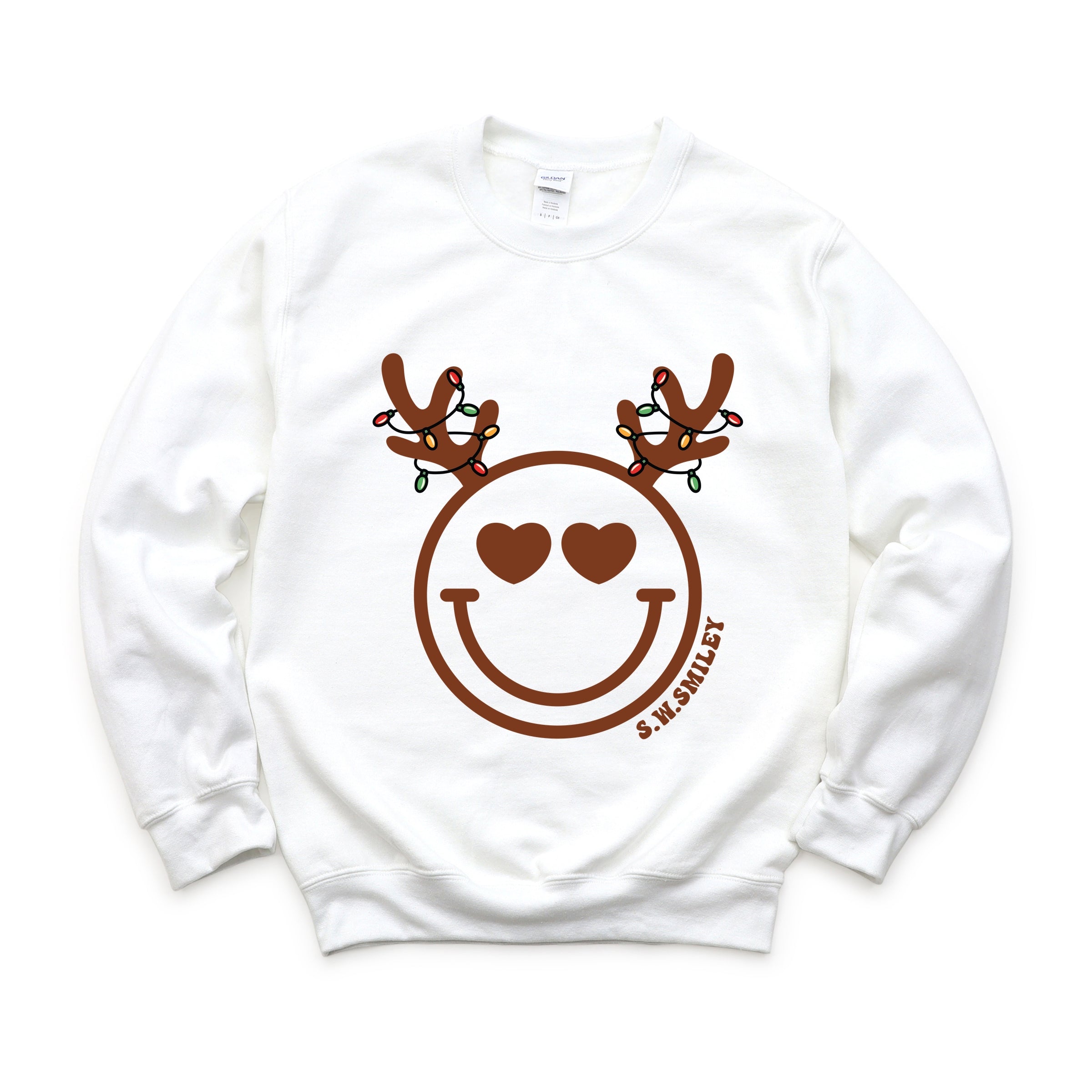 S.W.Smiley Reindeer Lights -  Womens Sweatshirt
