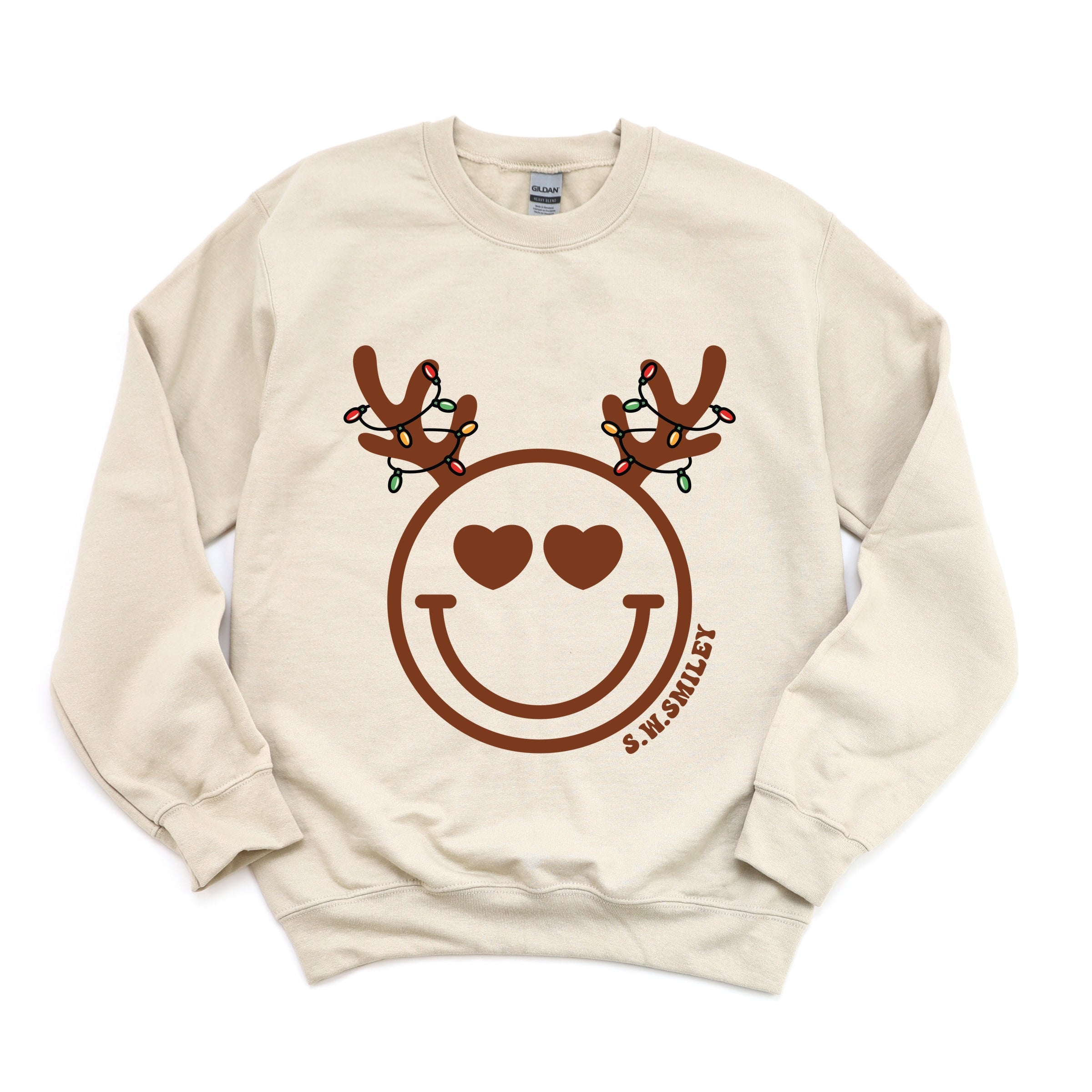 S.W.Smiley Reindeer Lights -  Womens Sweatshirt
