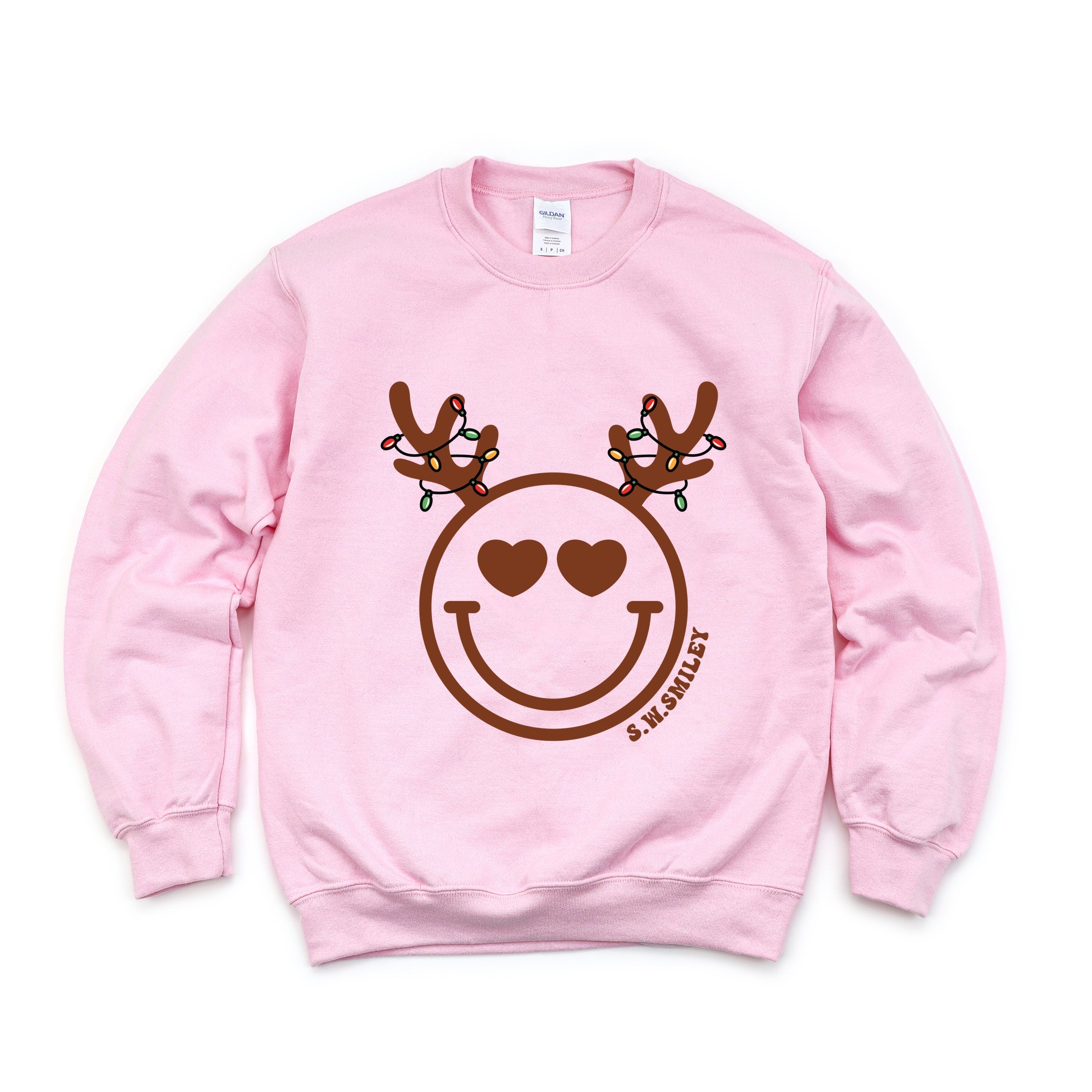 S.W.Smiley Reindeer Lights -  Womens Sweatshirt