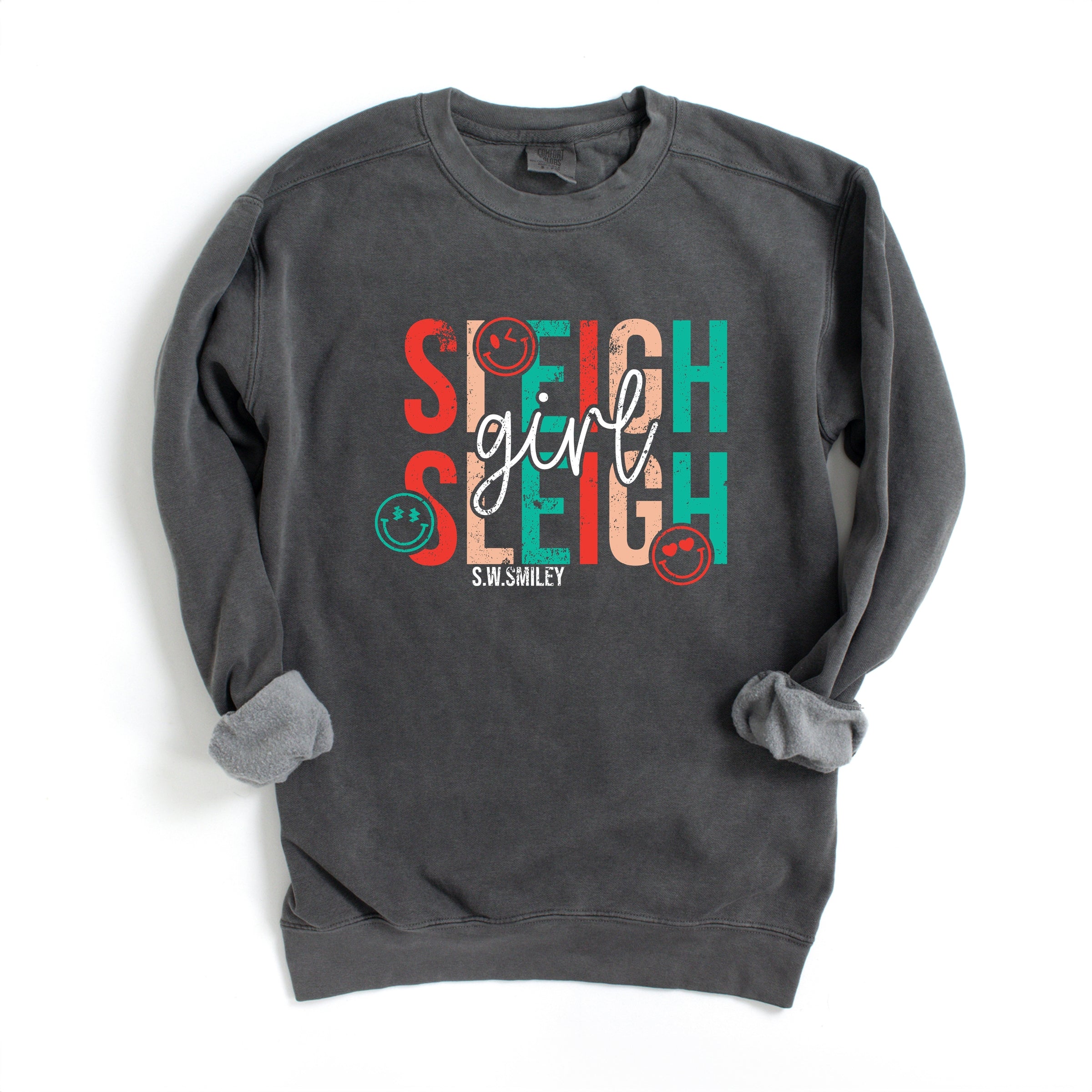 S.W.Smiley Sleigh Girl Sleigh - Womens Garment Dyed Sweatshirt