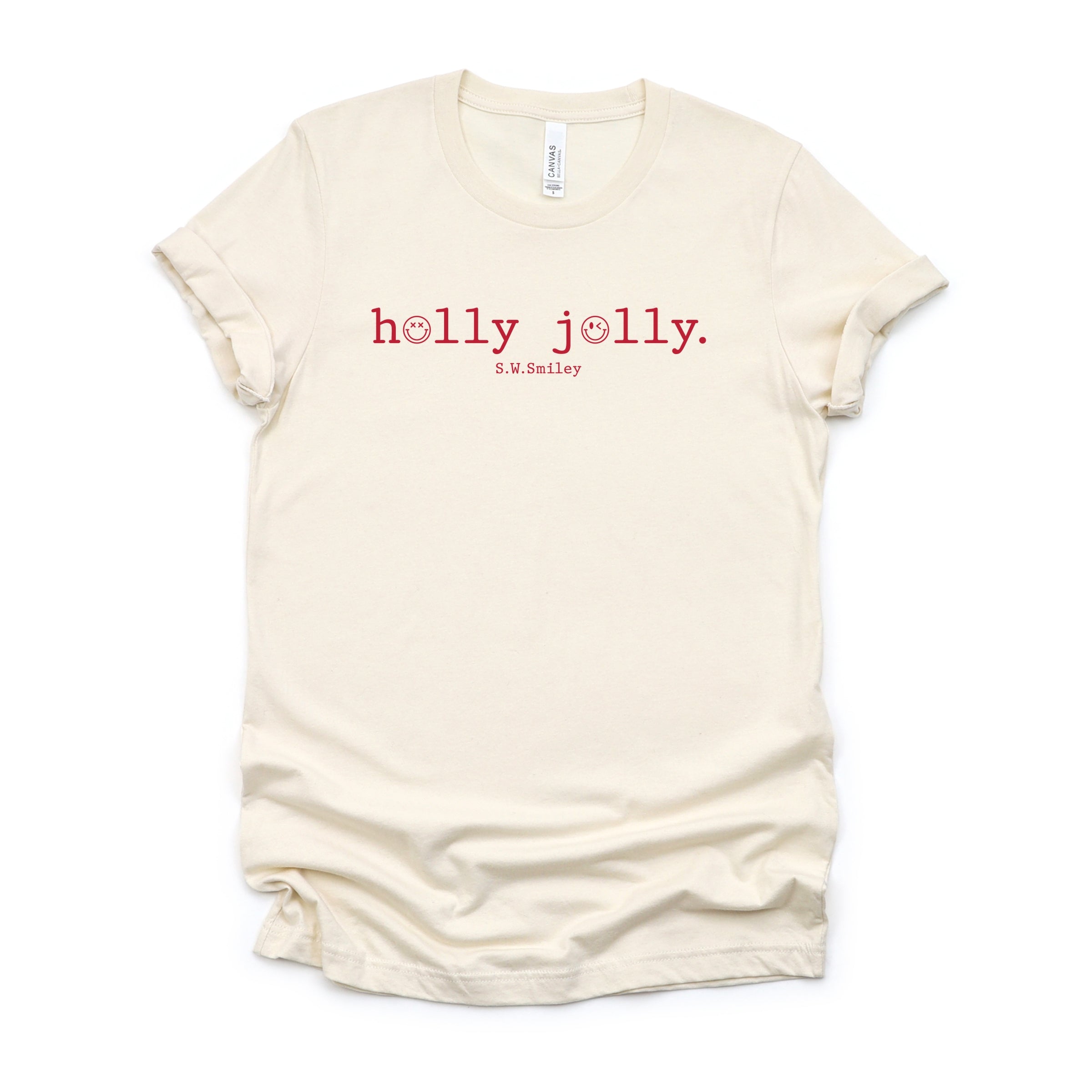 S.W.Smiley Holly Jolly Typewriter - Womens Short Sleeve Tee