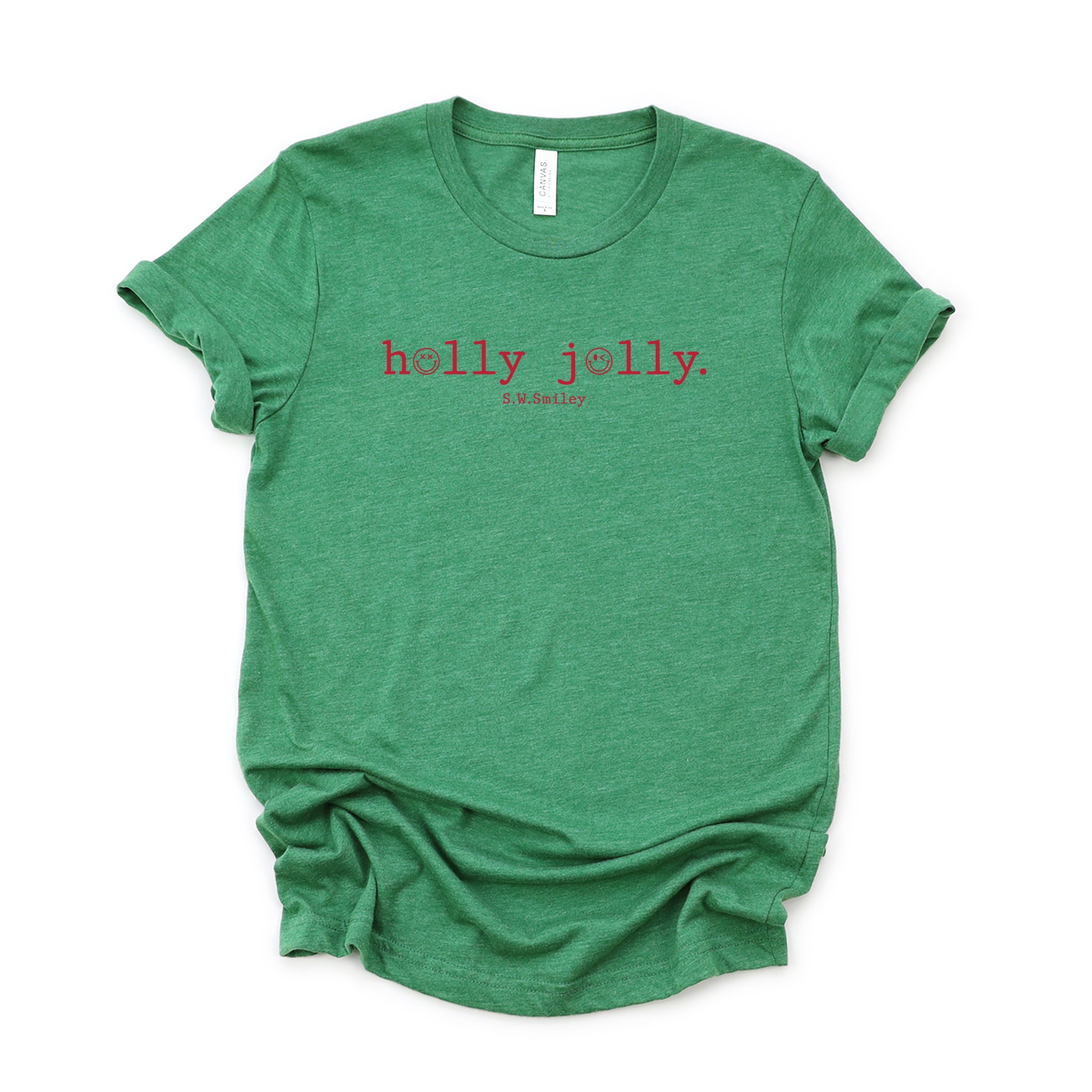 S.W.Smiley Holly Jolly Typewriter - Womens Short Sleeve Tee