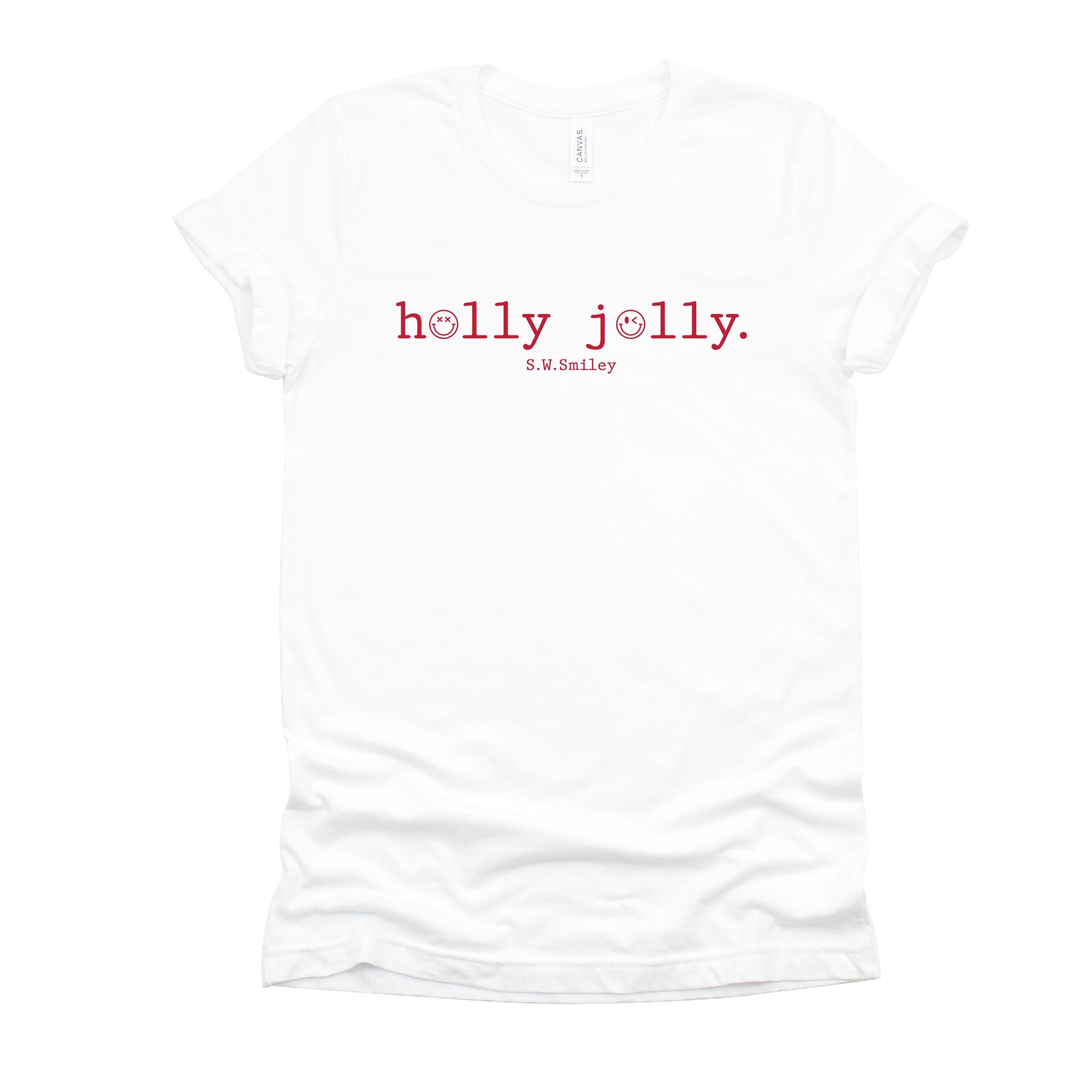 S.W.Smiley Holly Jolly Typewriter - Womens Short Sleeve Tee