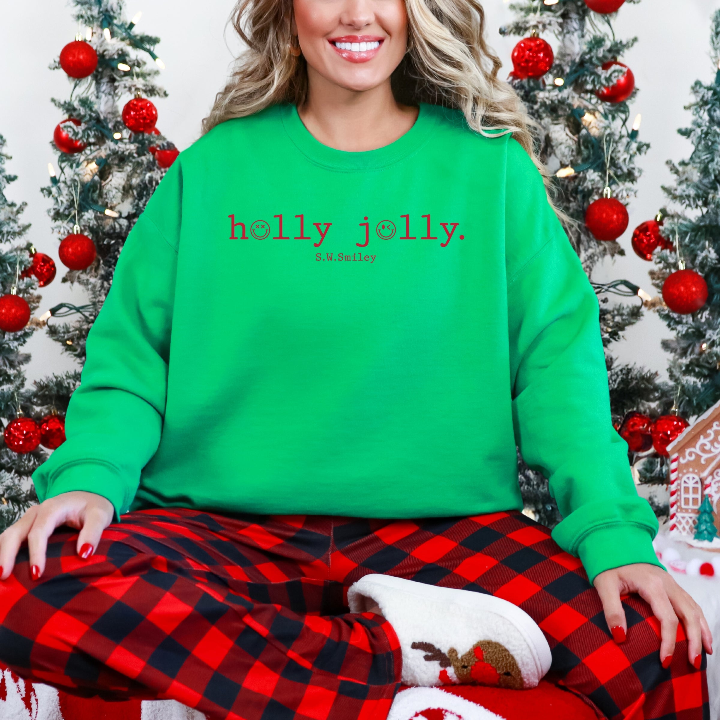 S.W.Smiley Holly Jolly Typewriter -  Womens Sweatshirt