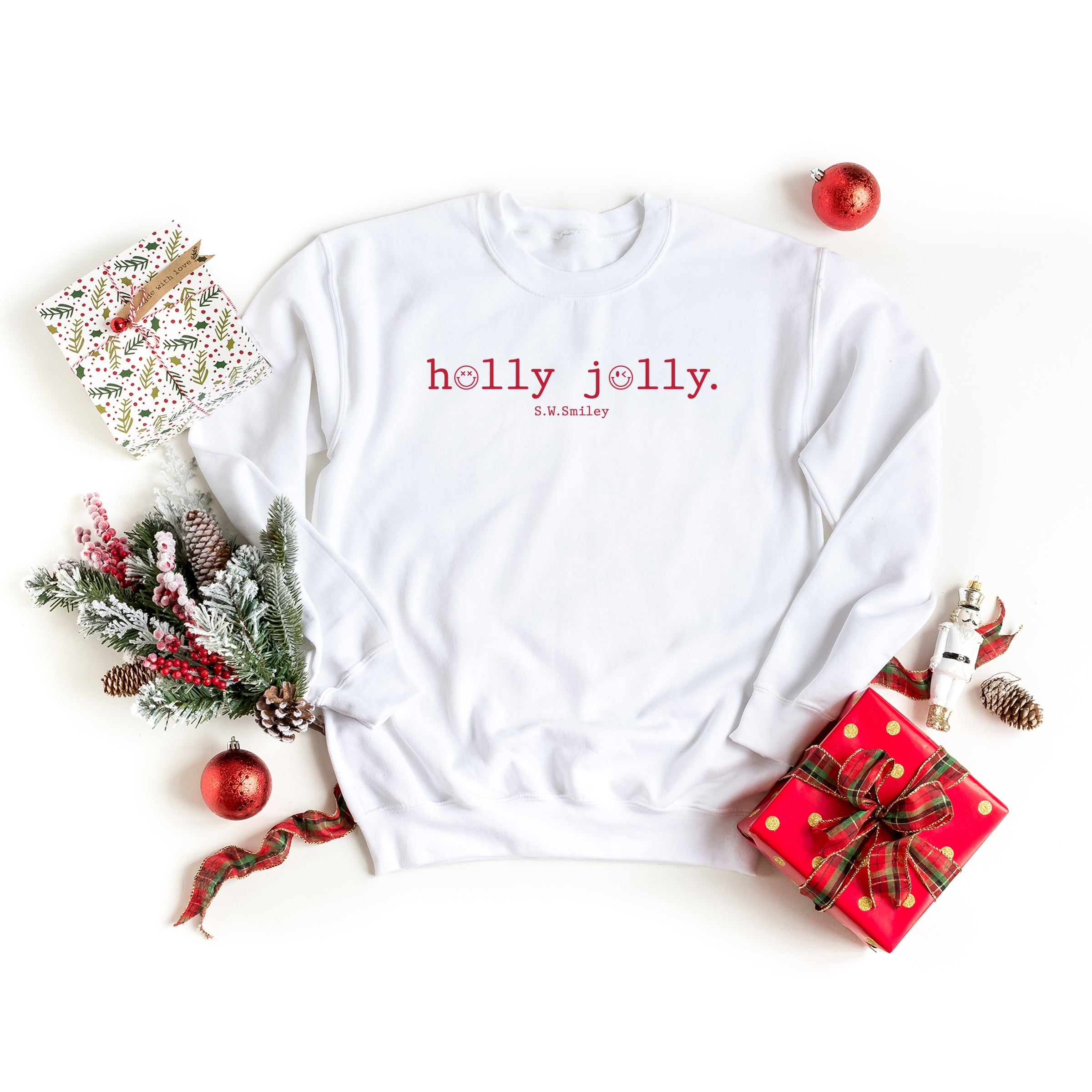 S.W.Smiley Holly Jolly Typewriter -  Womens Sweatshirt