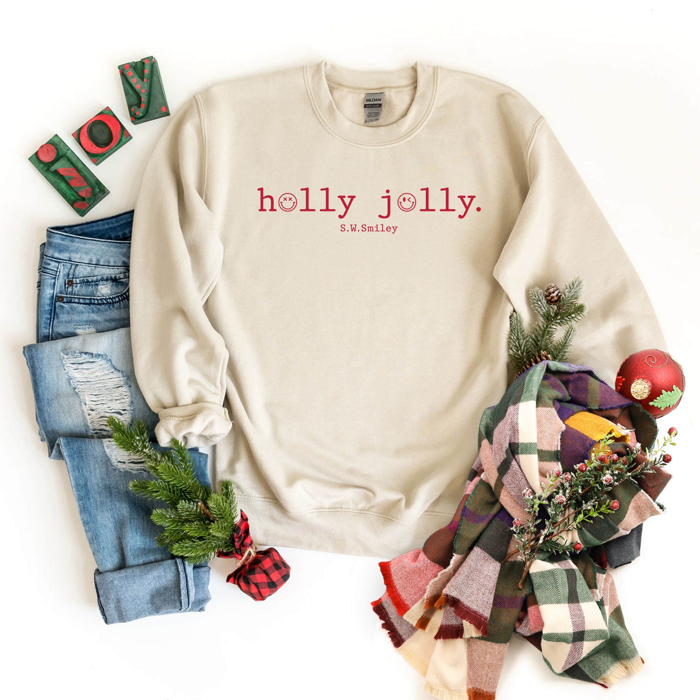 S.W.Smiley Holly Jolly Typewriter -  Womens Sweatshirt