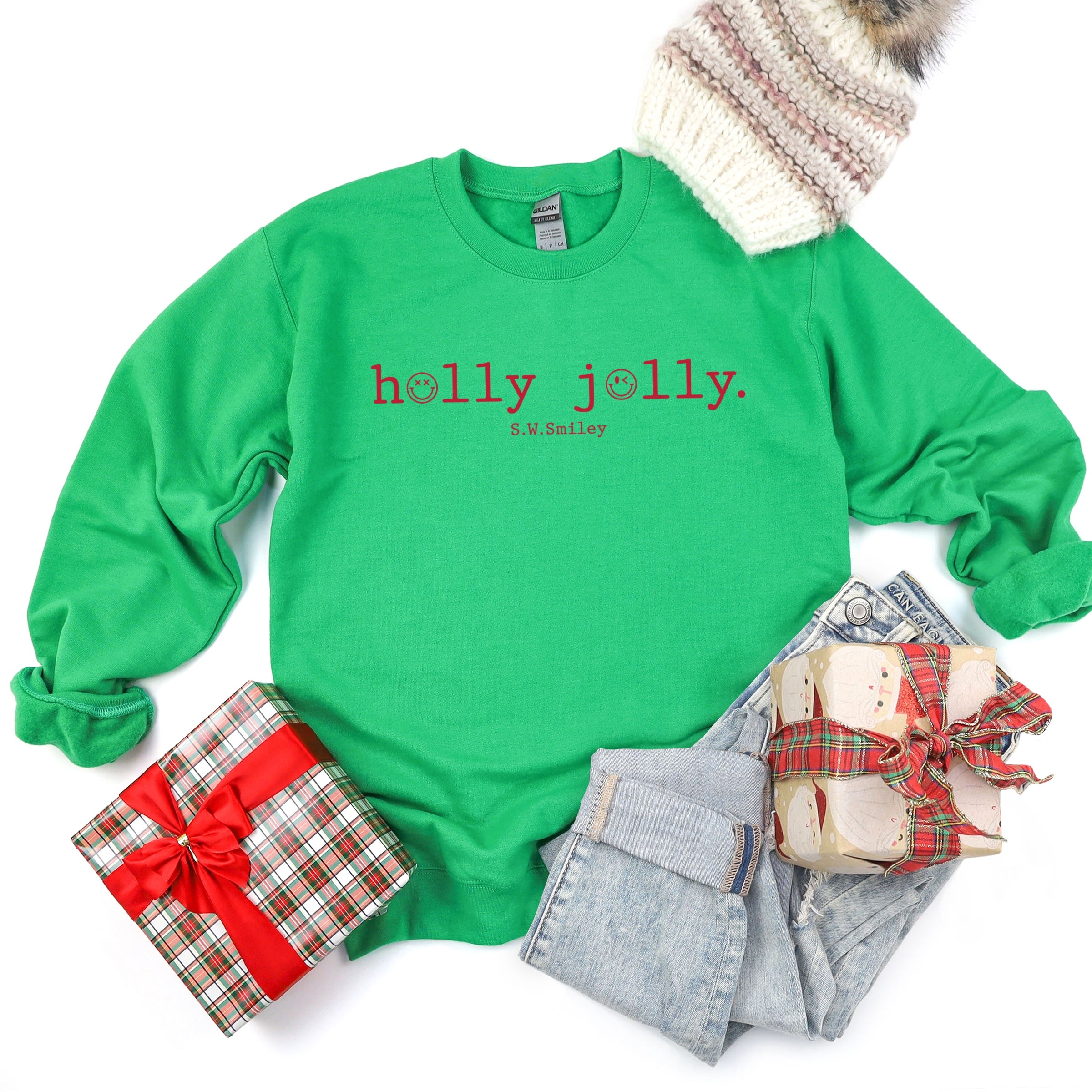 S.W.Smiley Holly Jolly Typewriter -  Womens Sweatshirt