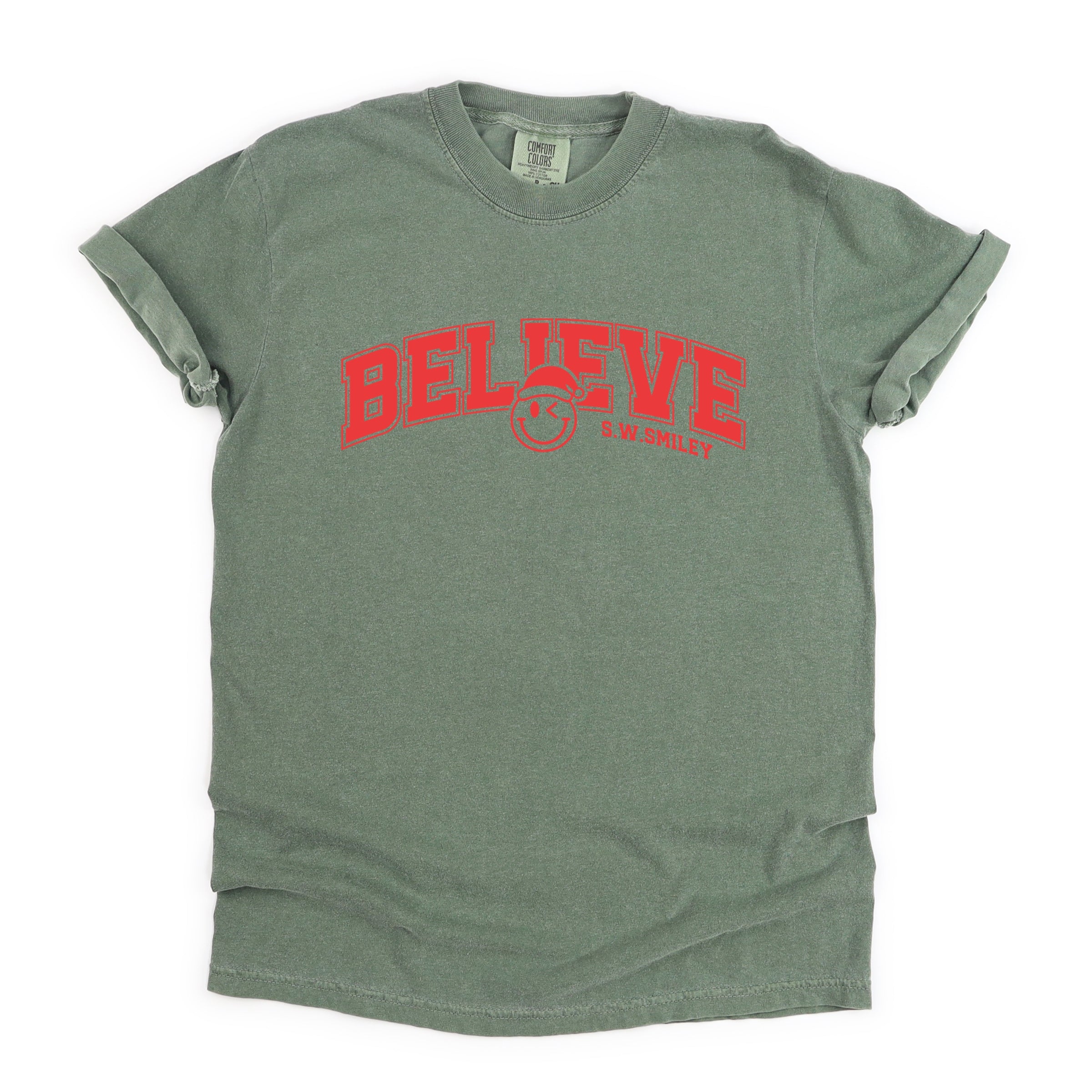 S.W.Smiley Varsity Believe - Womens Garment Dyed Tee
