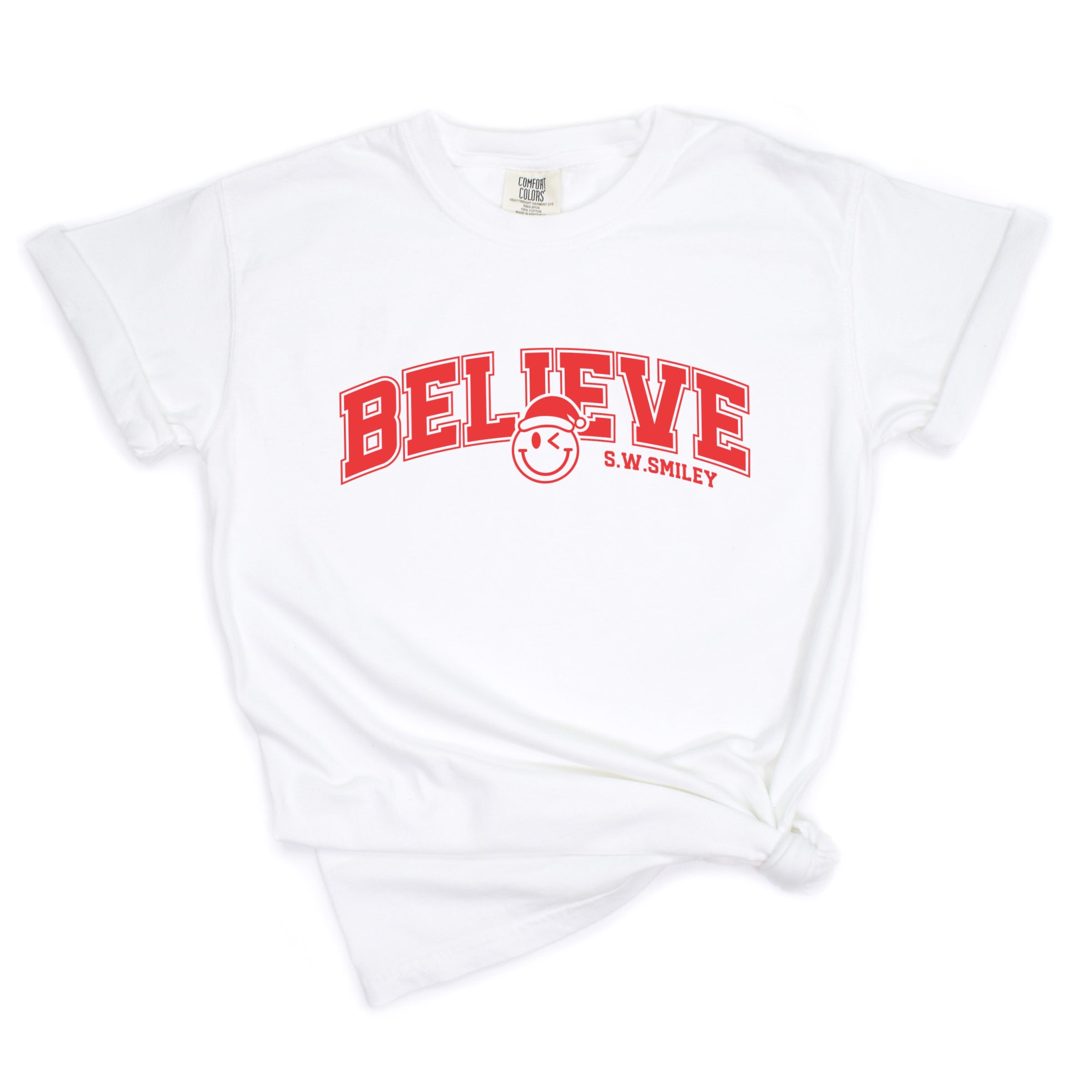 S.W.Smiley Varsity Believe - Womens Garment Dyed Tee