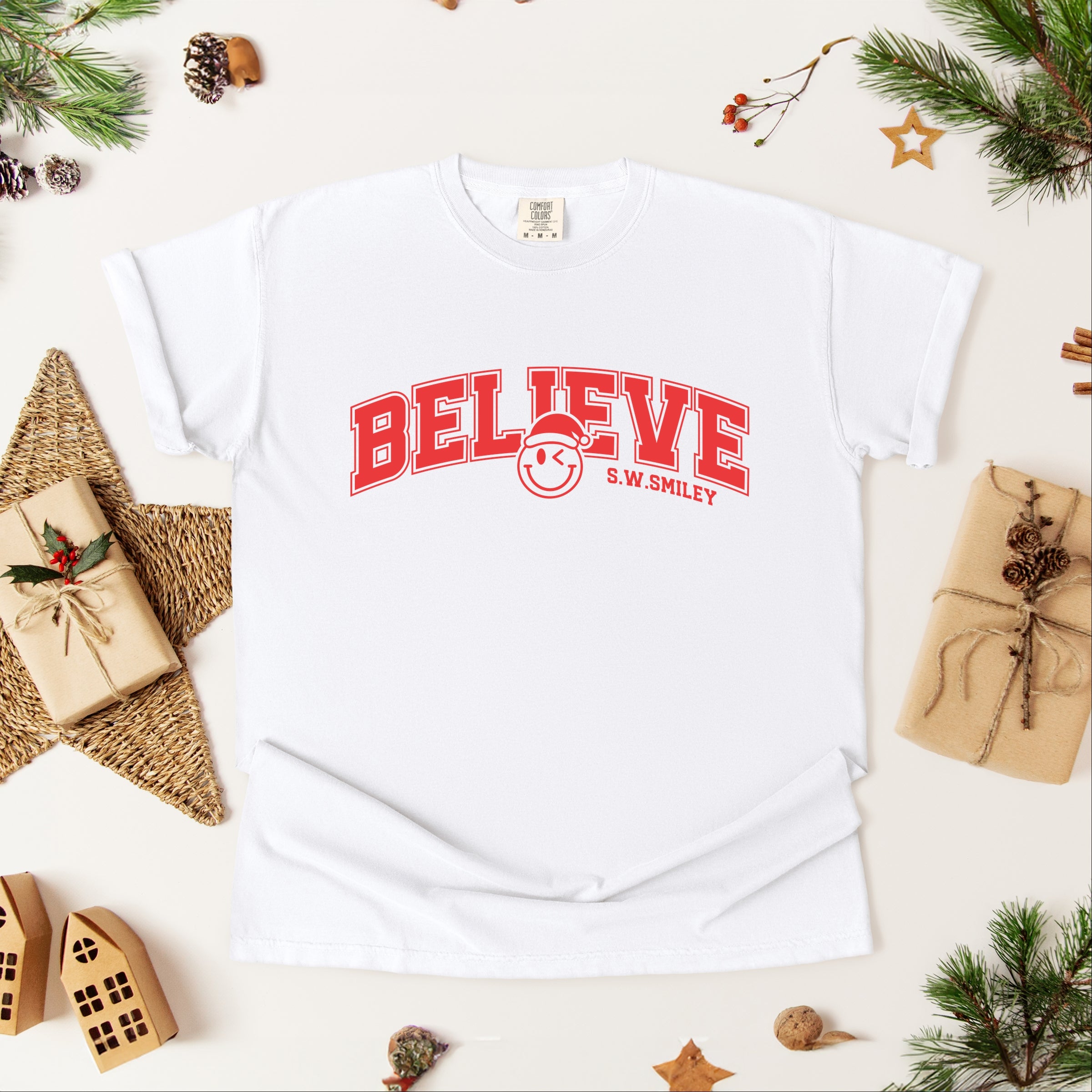 S.W.Smiley Varsity Believe - Womens Garment Dyed Tee