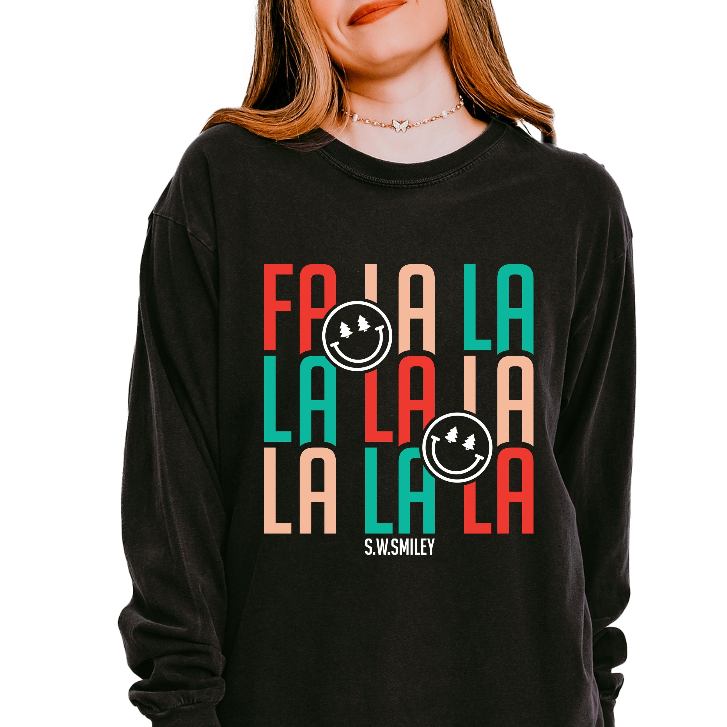 S.W.Smiley Fa La La - Womens Garment Dyed Long Sleeve