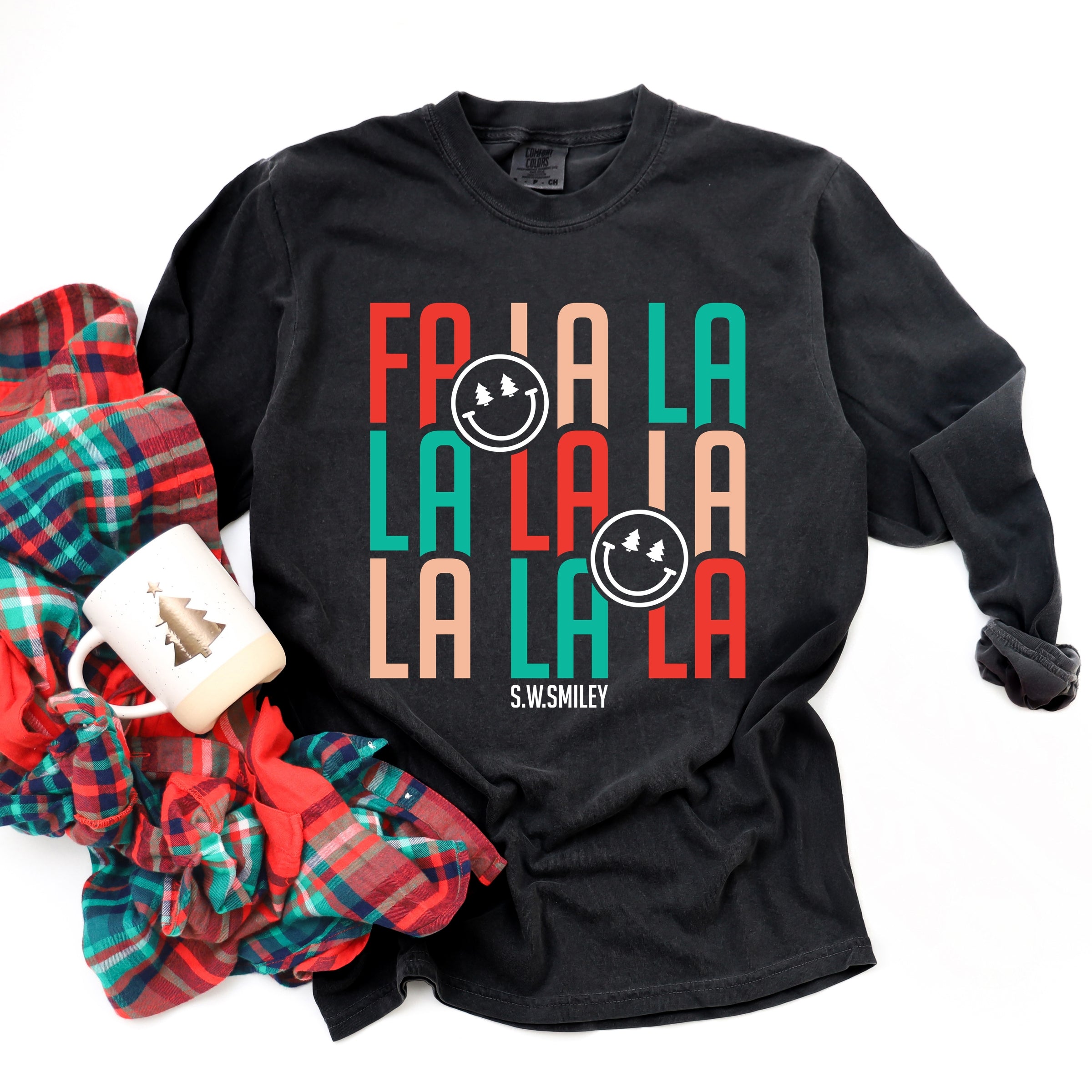 S.W.Smiley Fa La La - Womens Garment Dyed Long Sleeve