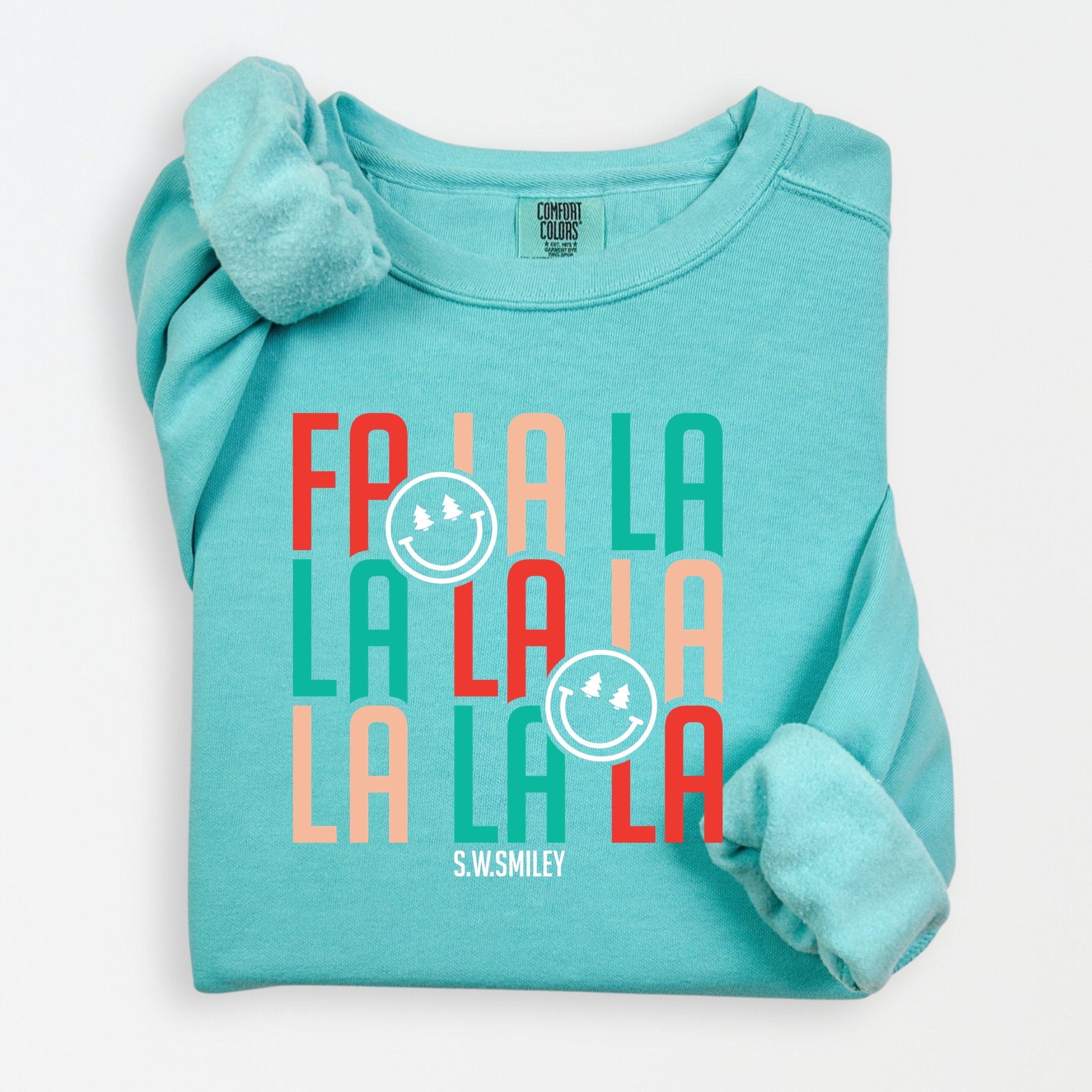 S.W.Smiley Fa La La - Womens Lightweight Garment Dyed Sweatshirt