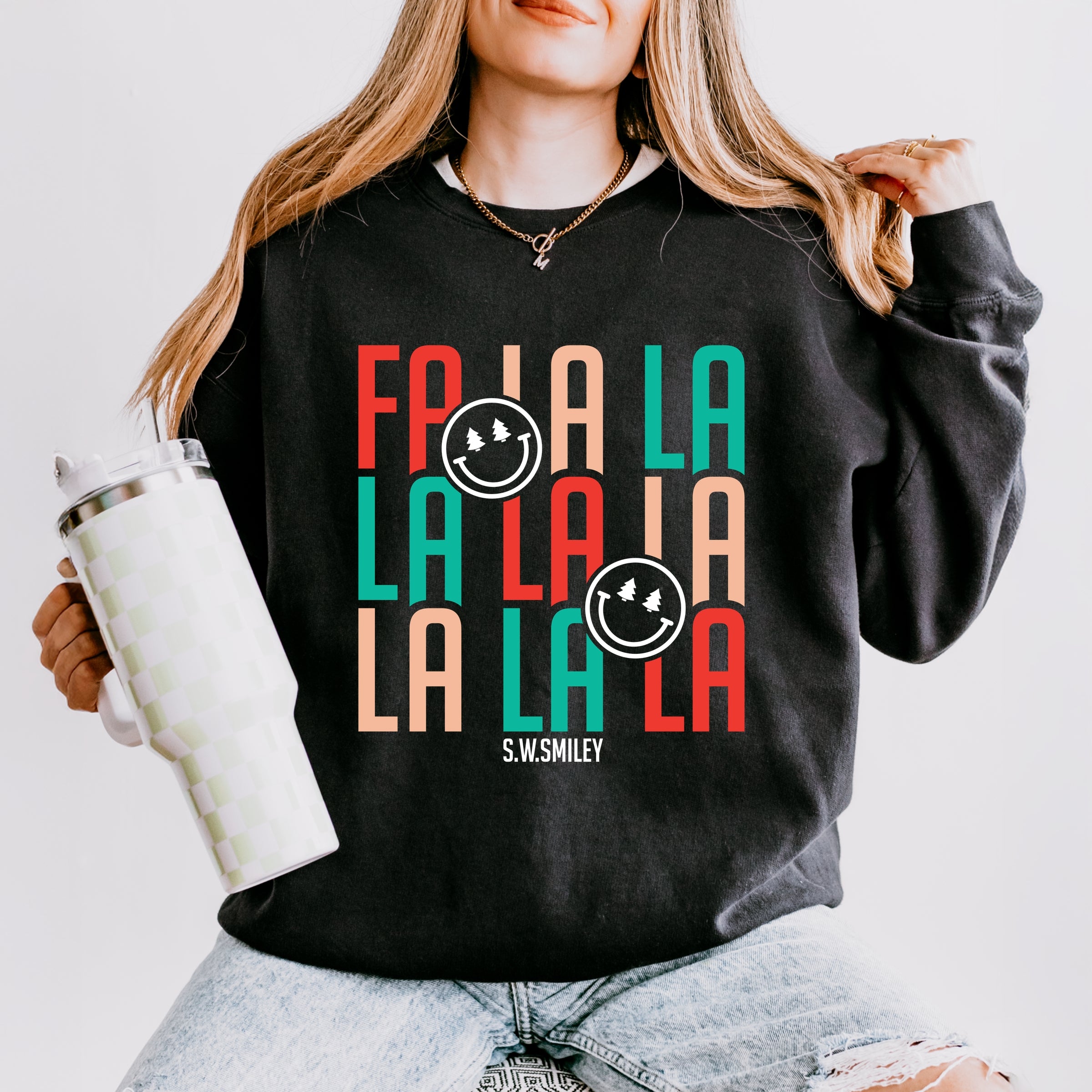S.W.Smiley Fa La La - Womens Lightweight Garment Dyed Sweatshirt