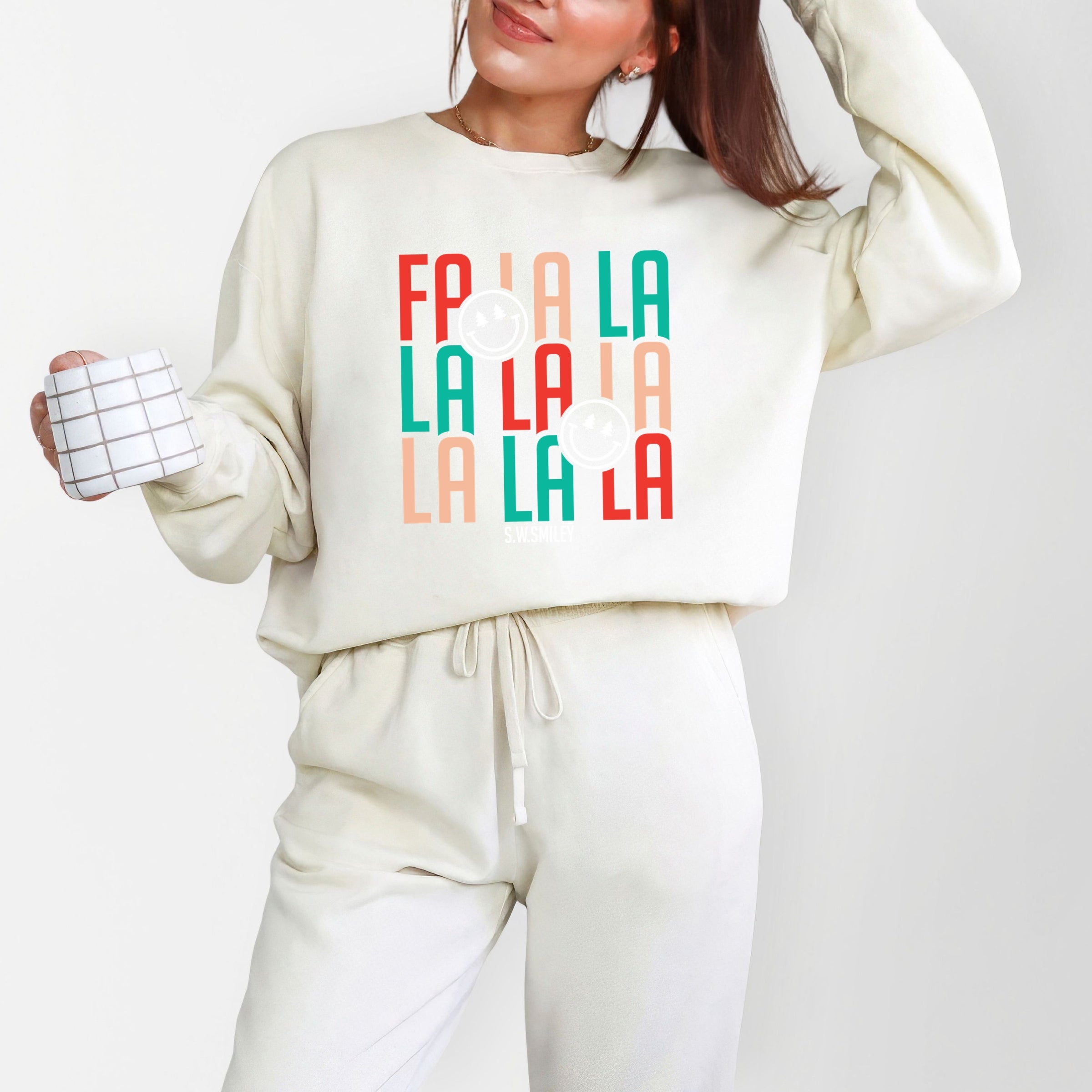 S.W.Smiley Fa La La - Womens Lightweight Garment Dyed Sweatshirt