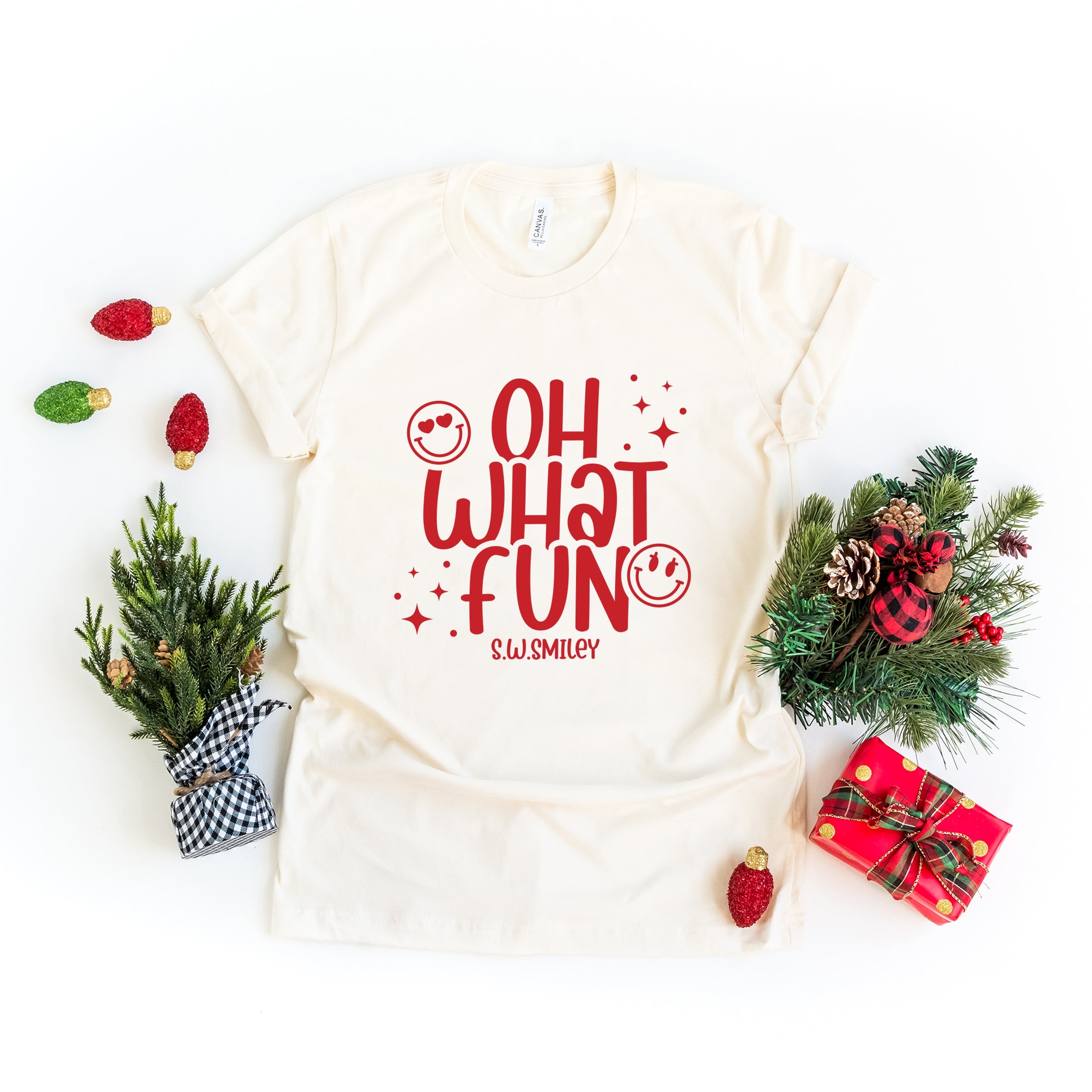 S.W.Smiley Oh What Fun Sparkle - Womens Short Sleeve Tee