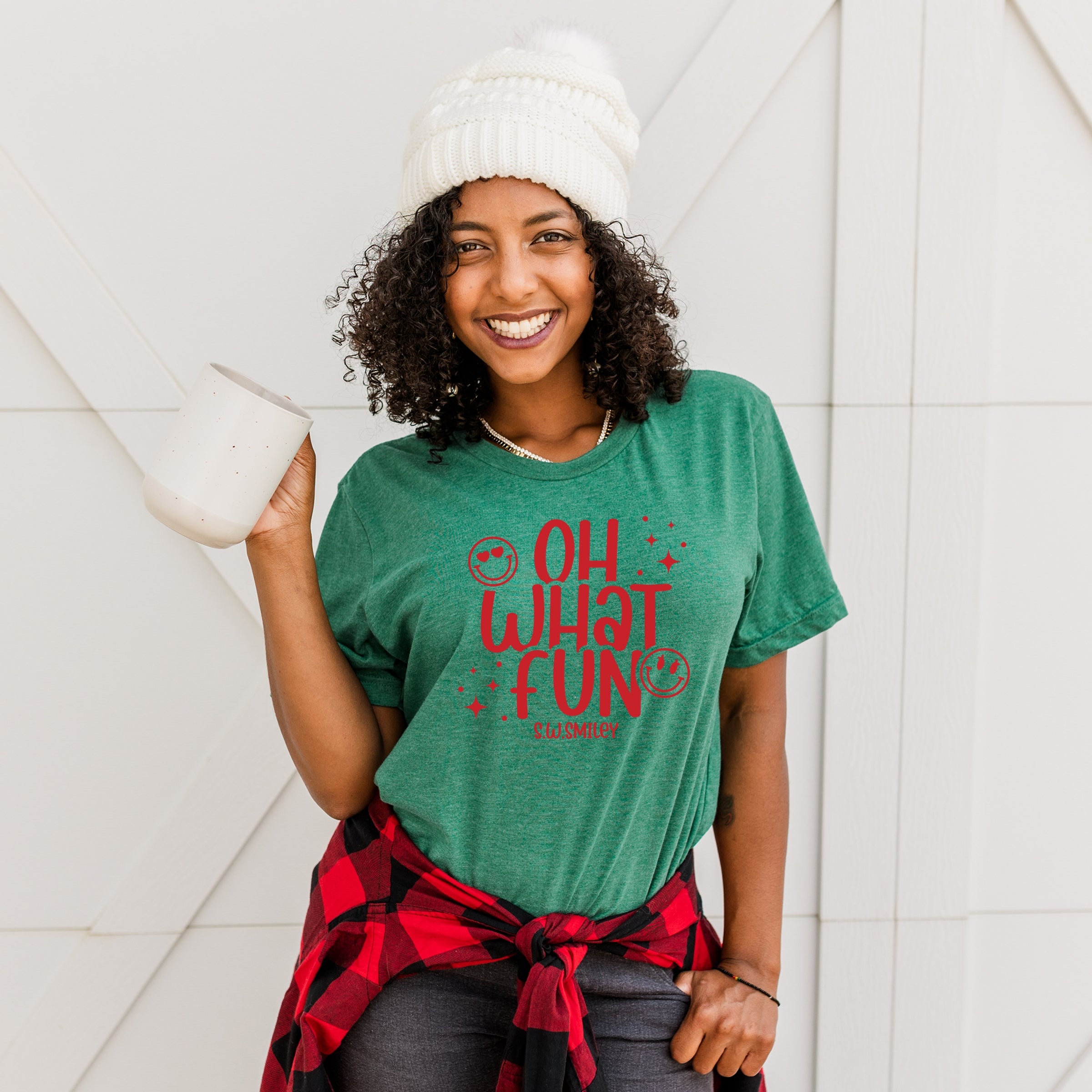 S.W.Smiley Oh What Fun Sparkle - Womens Short Sleeve Tee