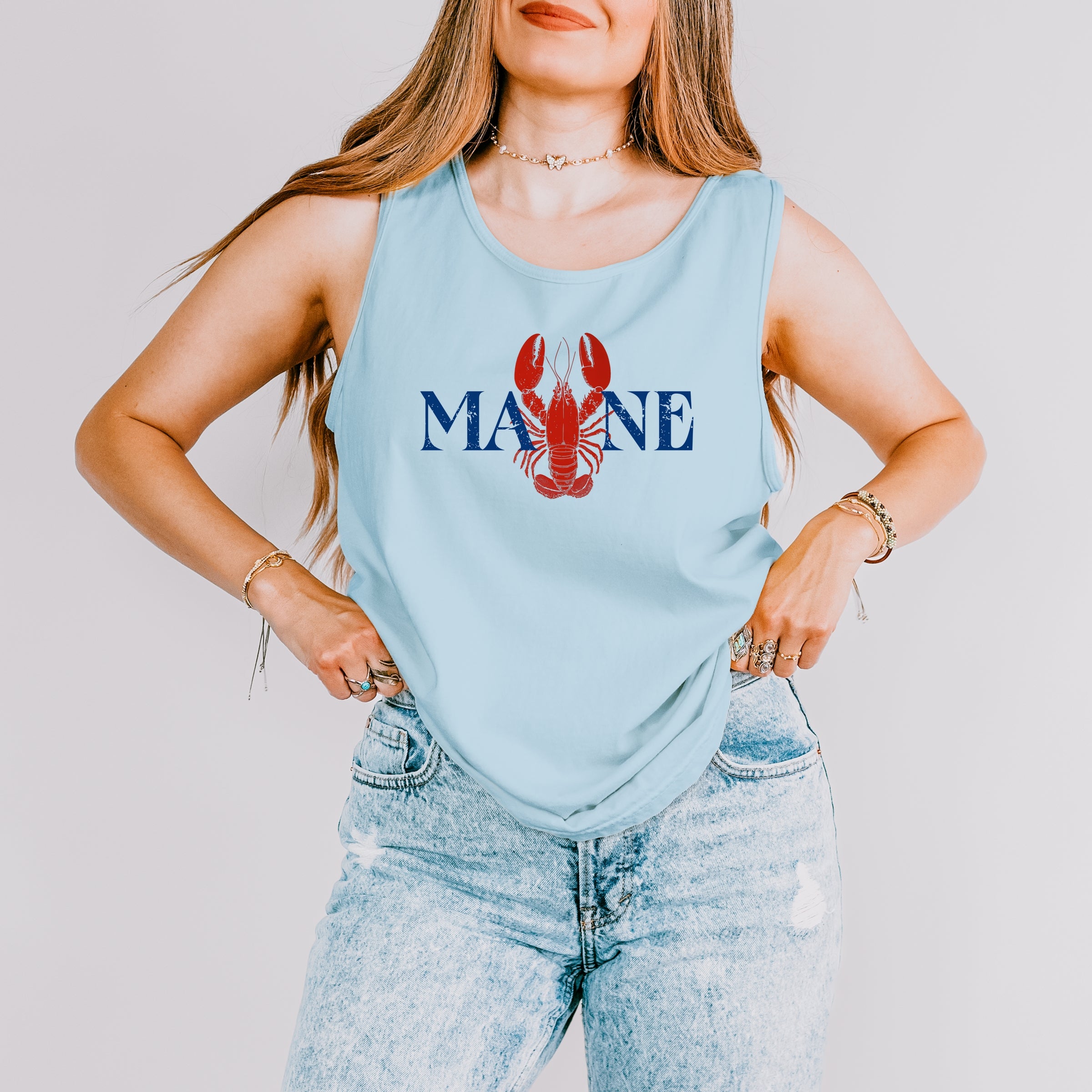 Maine Lobster - Women's Garment Dyed Graphic Tank Top