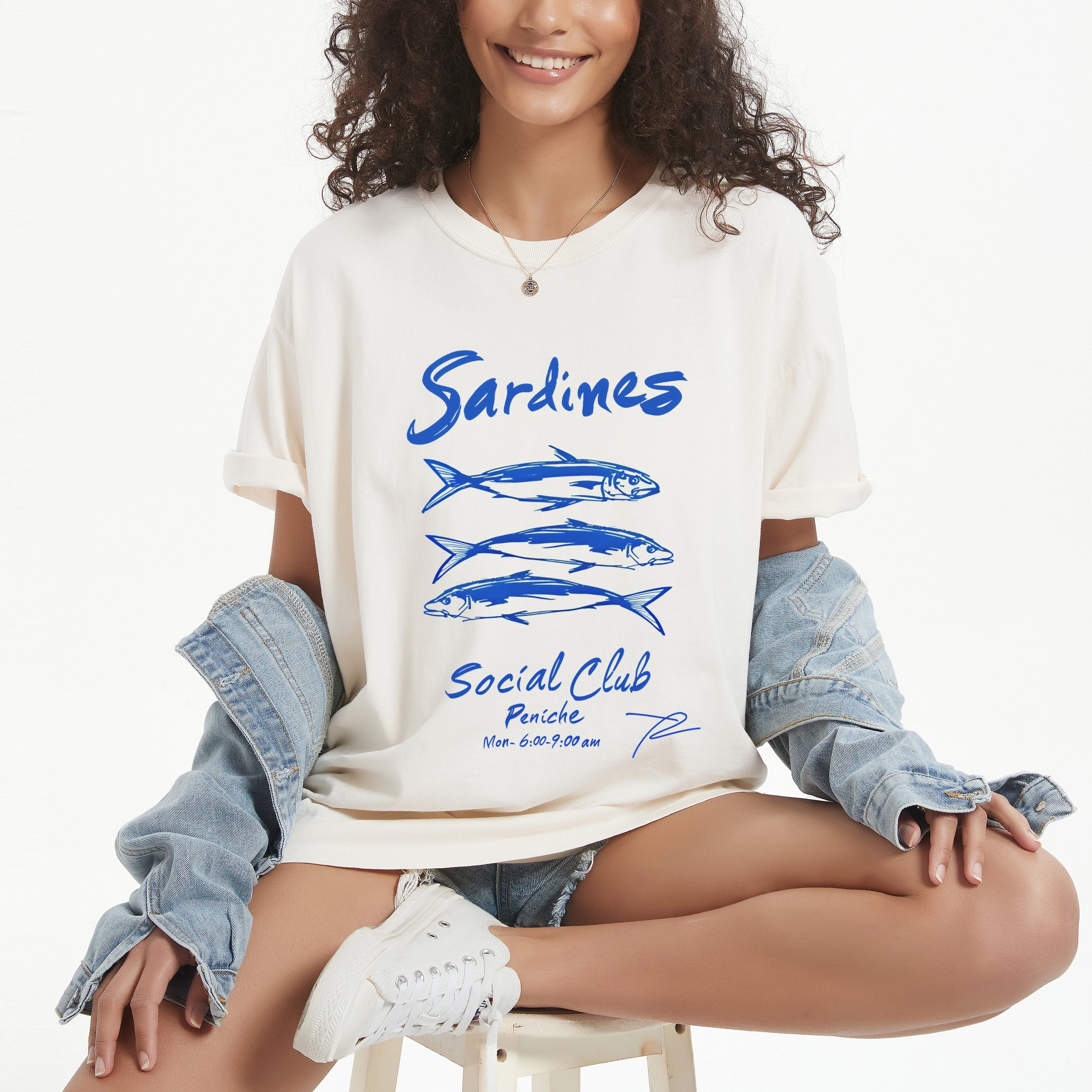 Sardines Social Club - Women's Garment Dyed Graphic T-Shirt