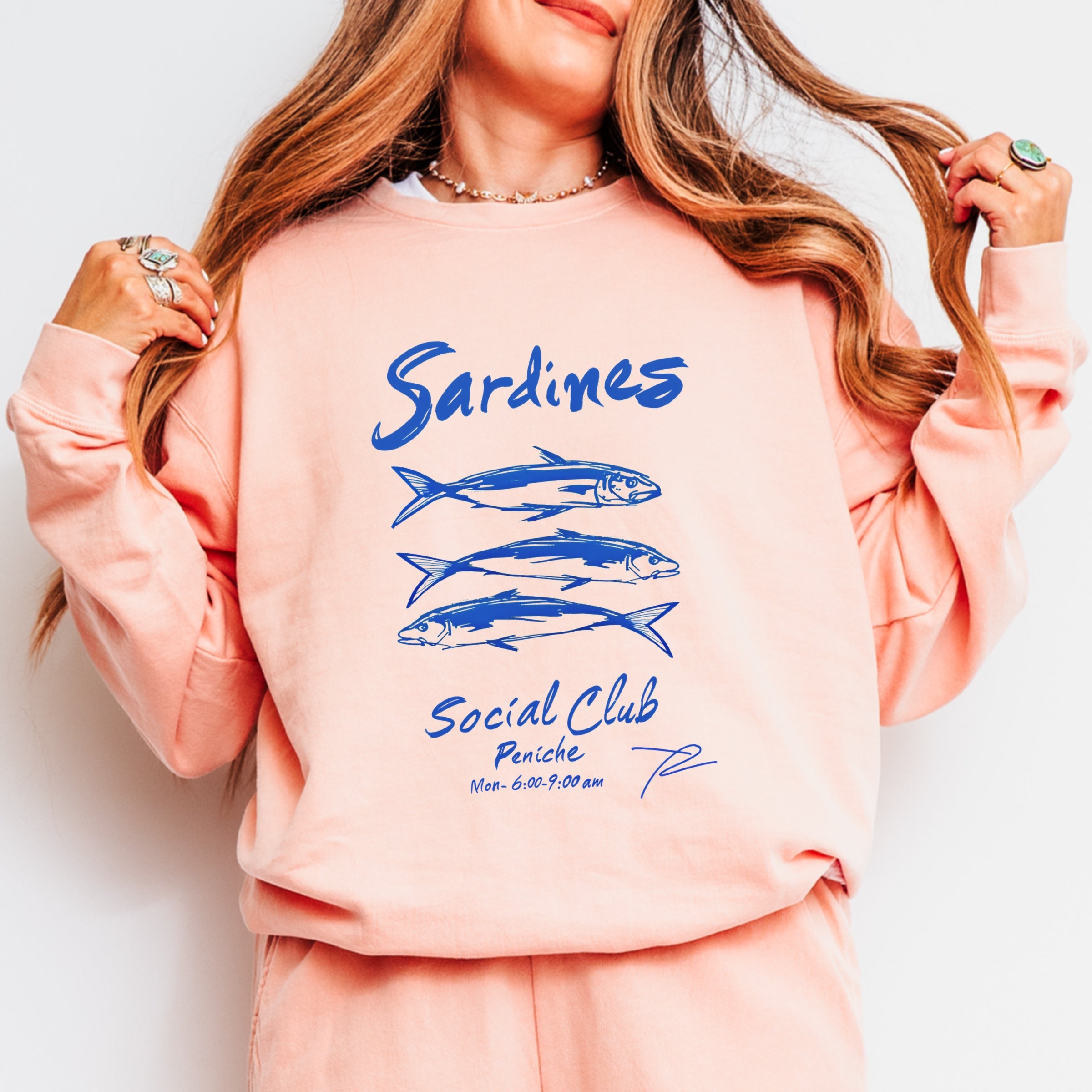 Sardines Social Club - Women's Lightweight Garment Dyed Sweatshirt