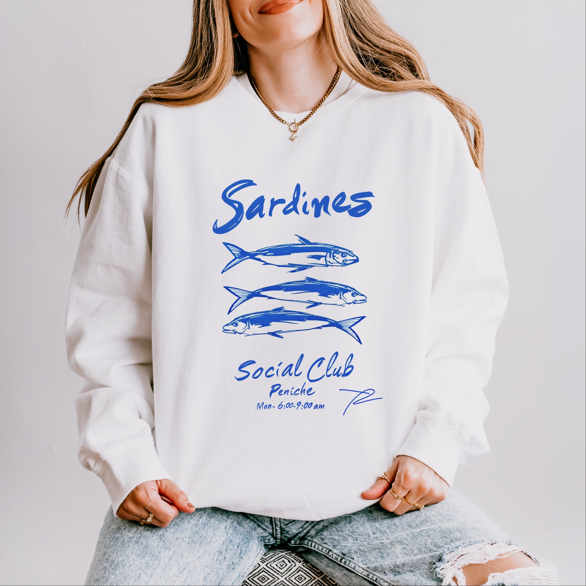 Sardines Social Club - Women's Lightweight Garment Dyed Sweatshirt