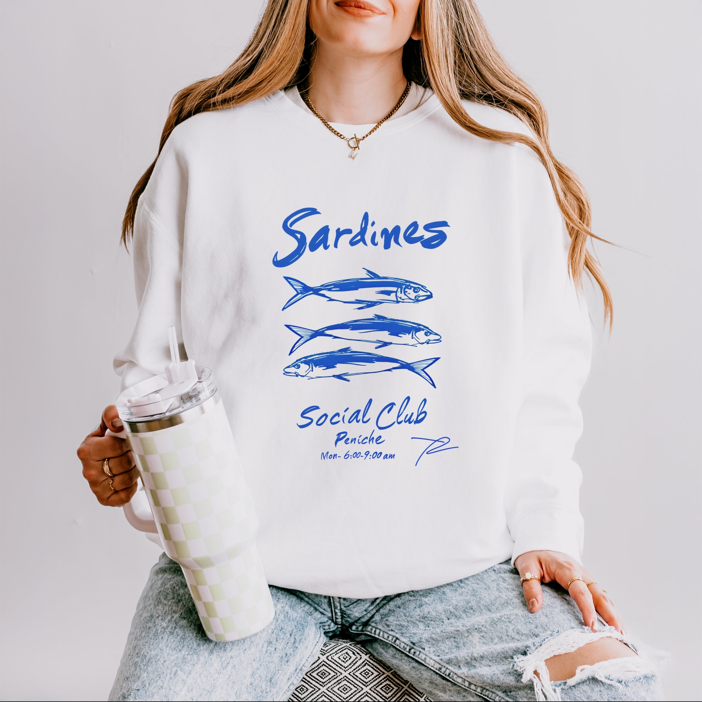 Sardines Social Club - Women's Lightweight Garment Dyed Sweatshirt