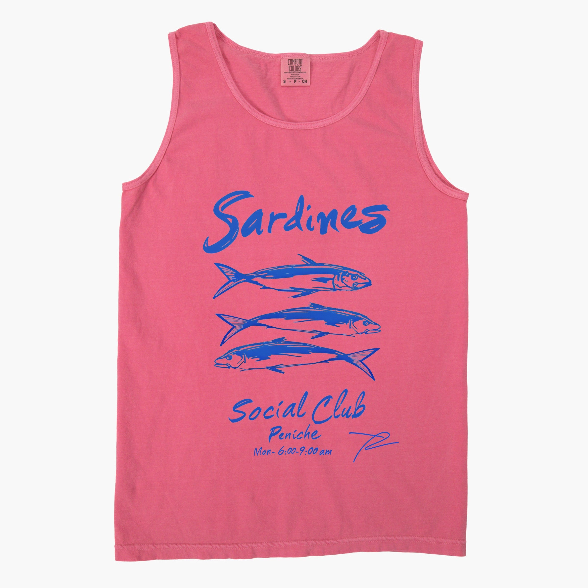 Sardines Social Club - Women's Garment Dyed Graphic Tank Top