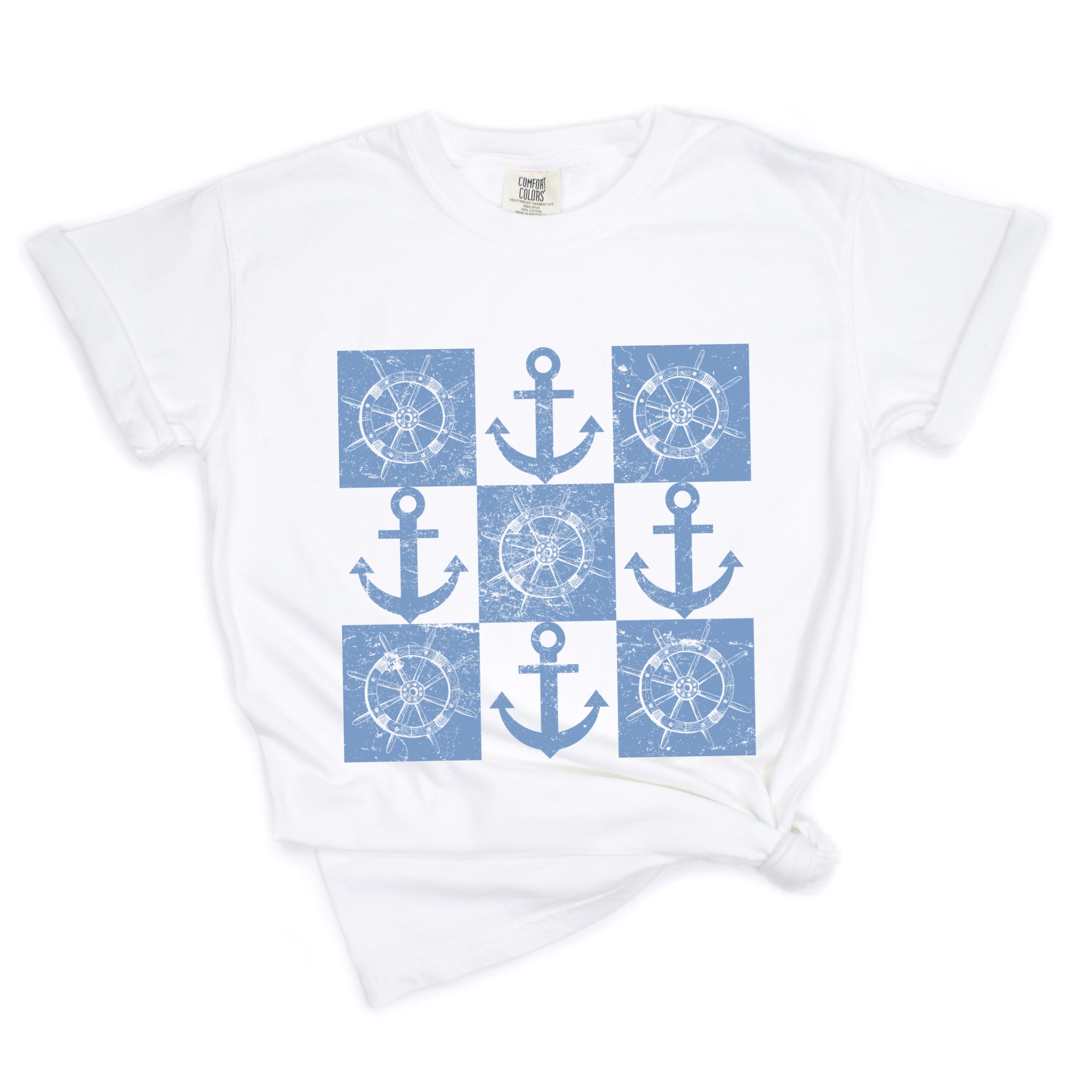 Anchor Wheel Grid - Womens Garment Dyed Tee