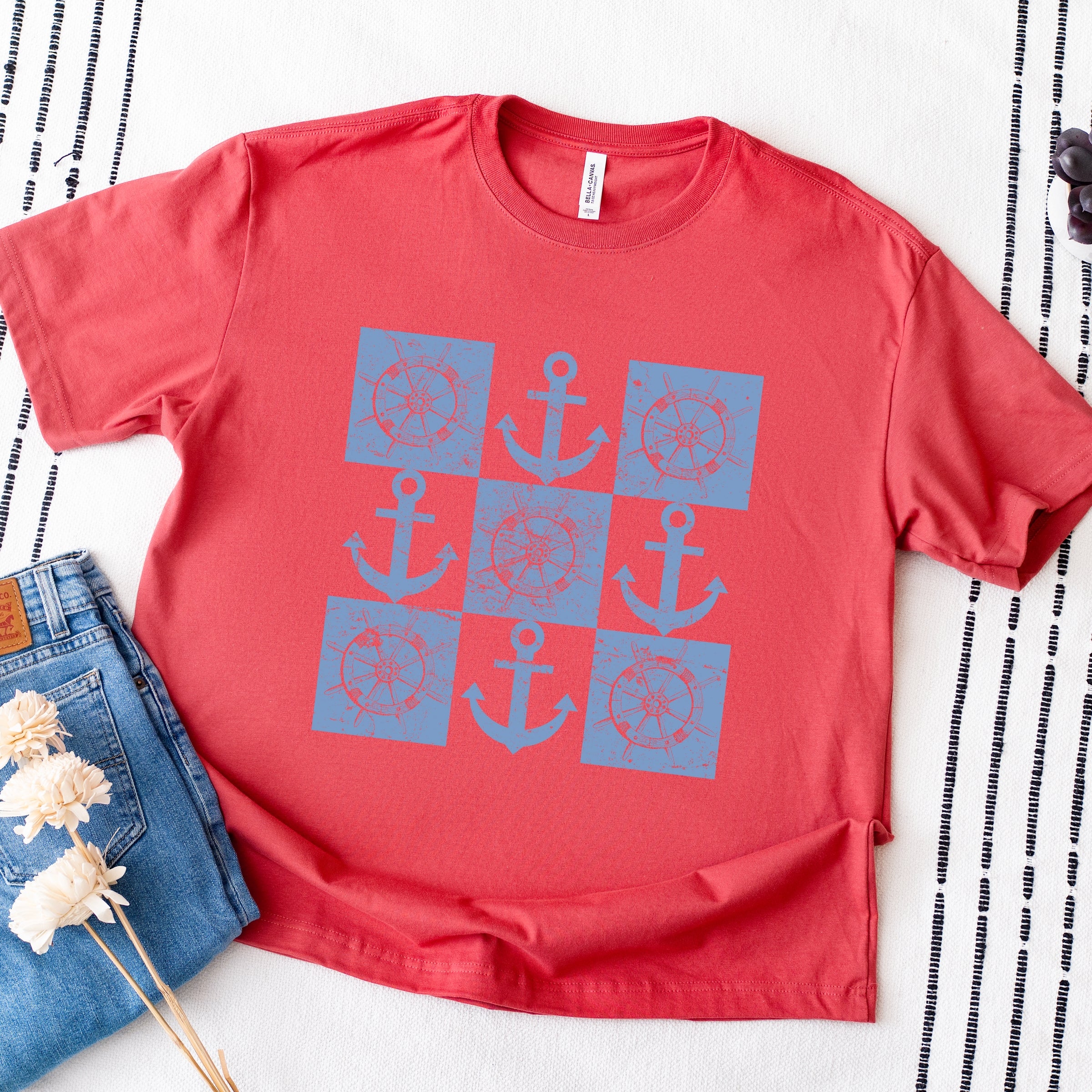 Anchor Wheel Grid - Womens Heavyweight Tee