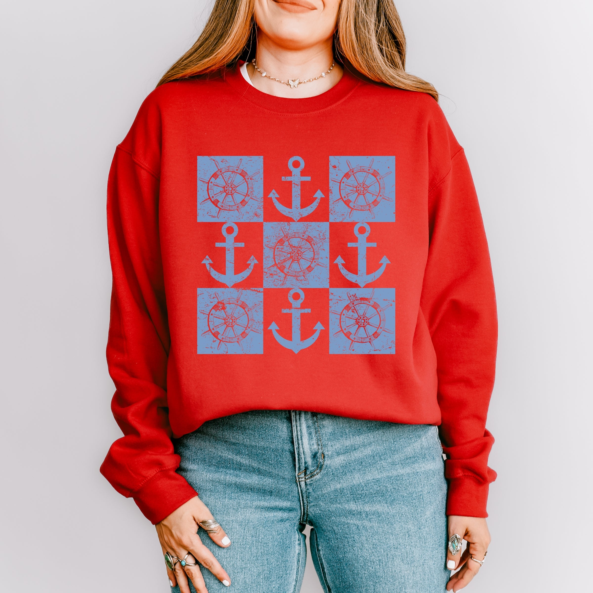Anchor Wheel Grid -  Womens Sweatshirt