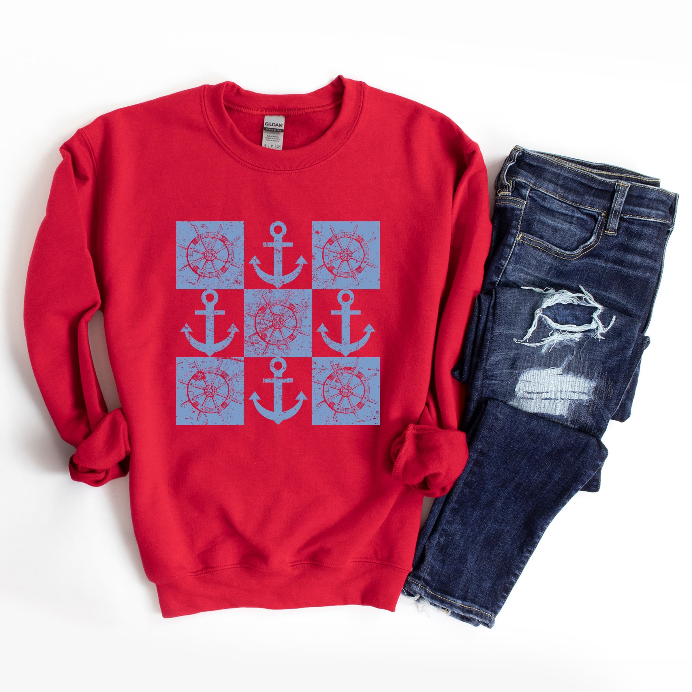Anchor Wheel Grid -  Womens Sweatshirt