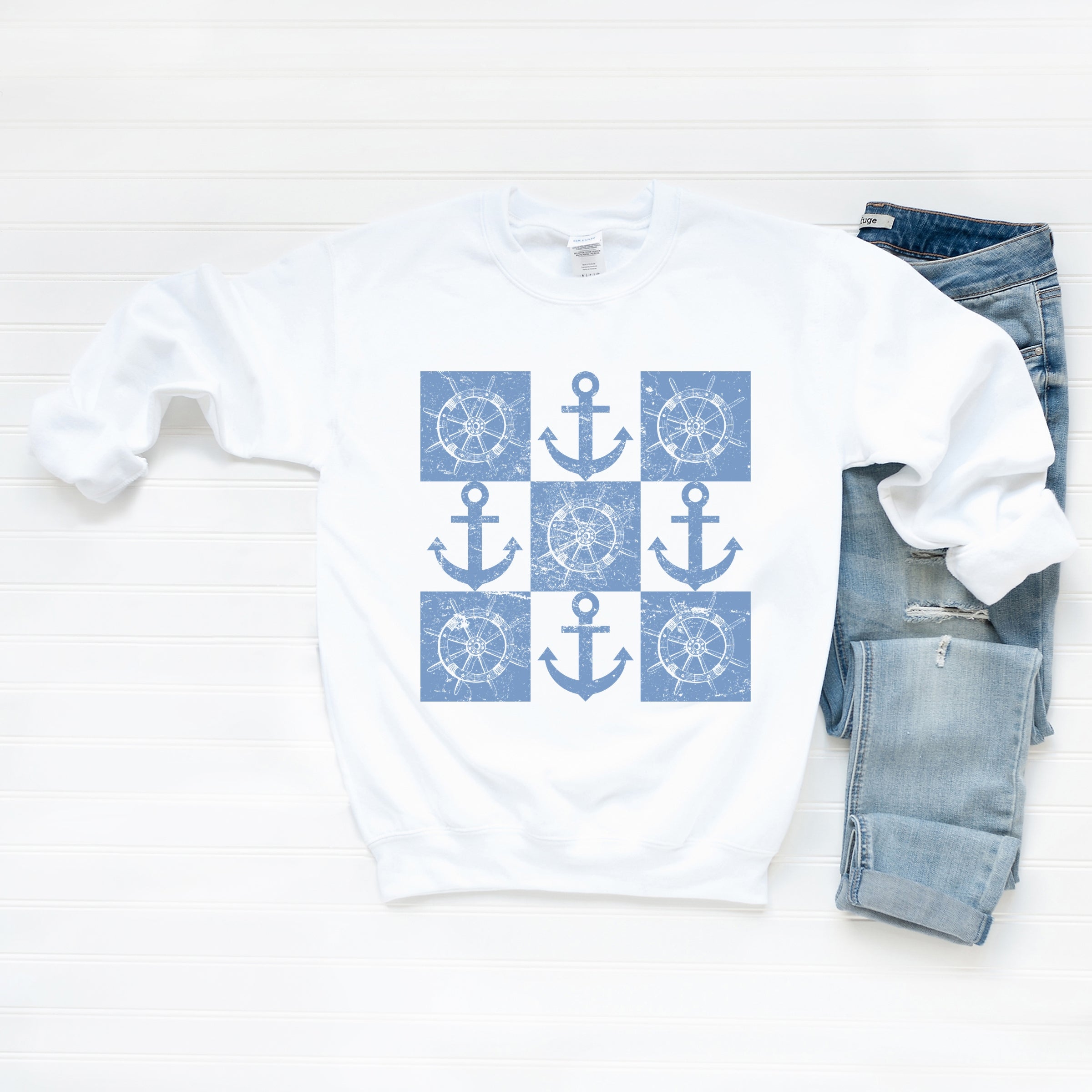 Anchor Wheel Grid -  Womens Sweatshirt