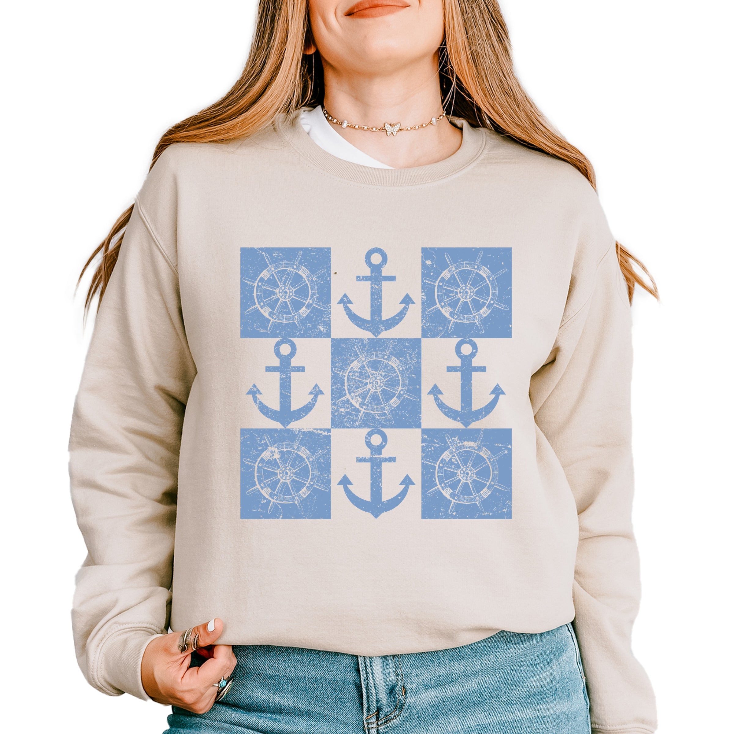 Anchor Wheel Grid -  Womens Sweatshirt