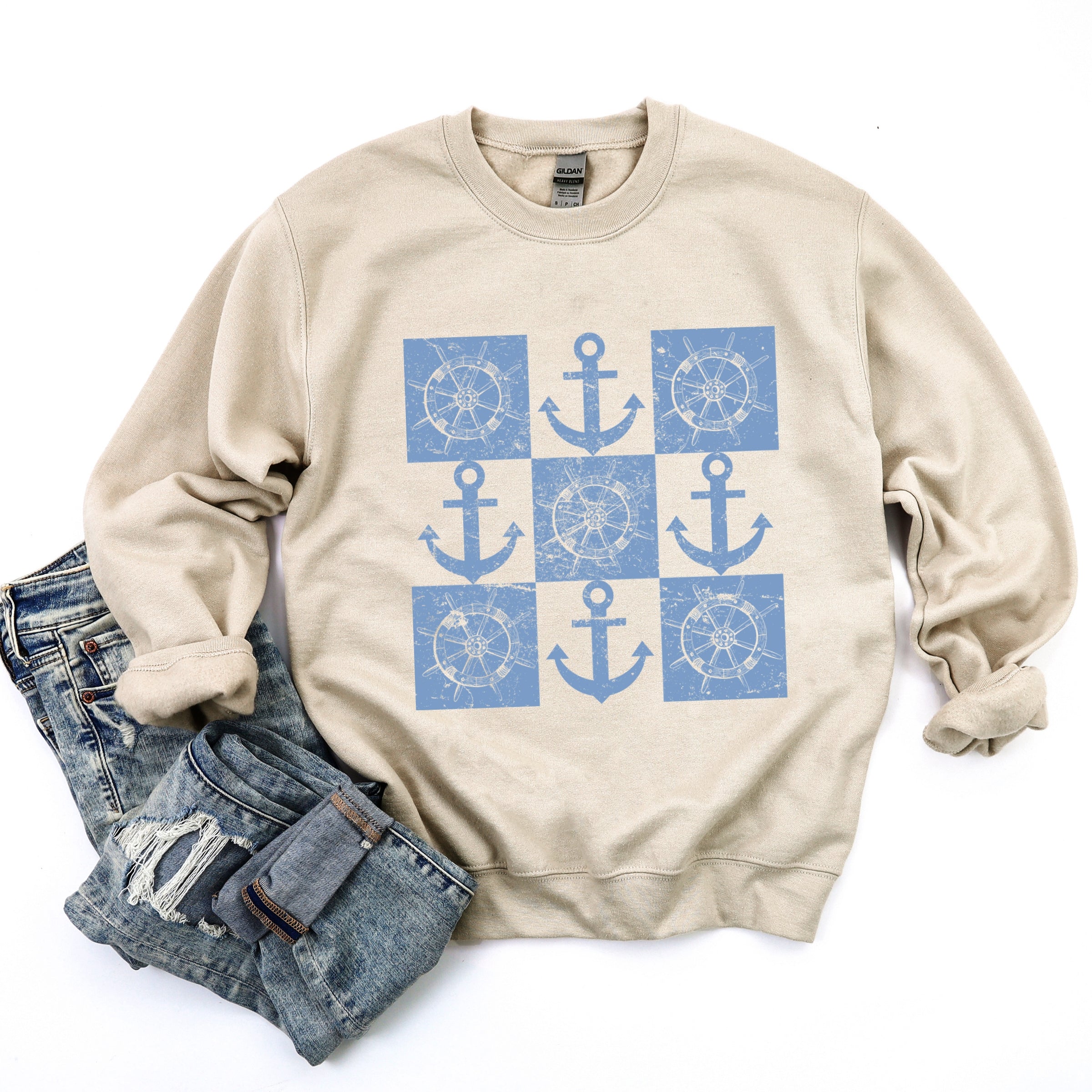 Anchor Wheel Grid -  Womens Sweatshirt