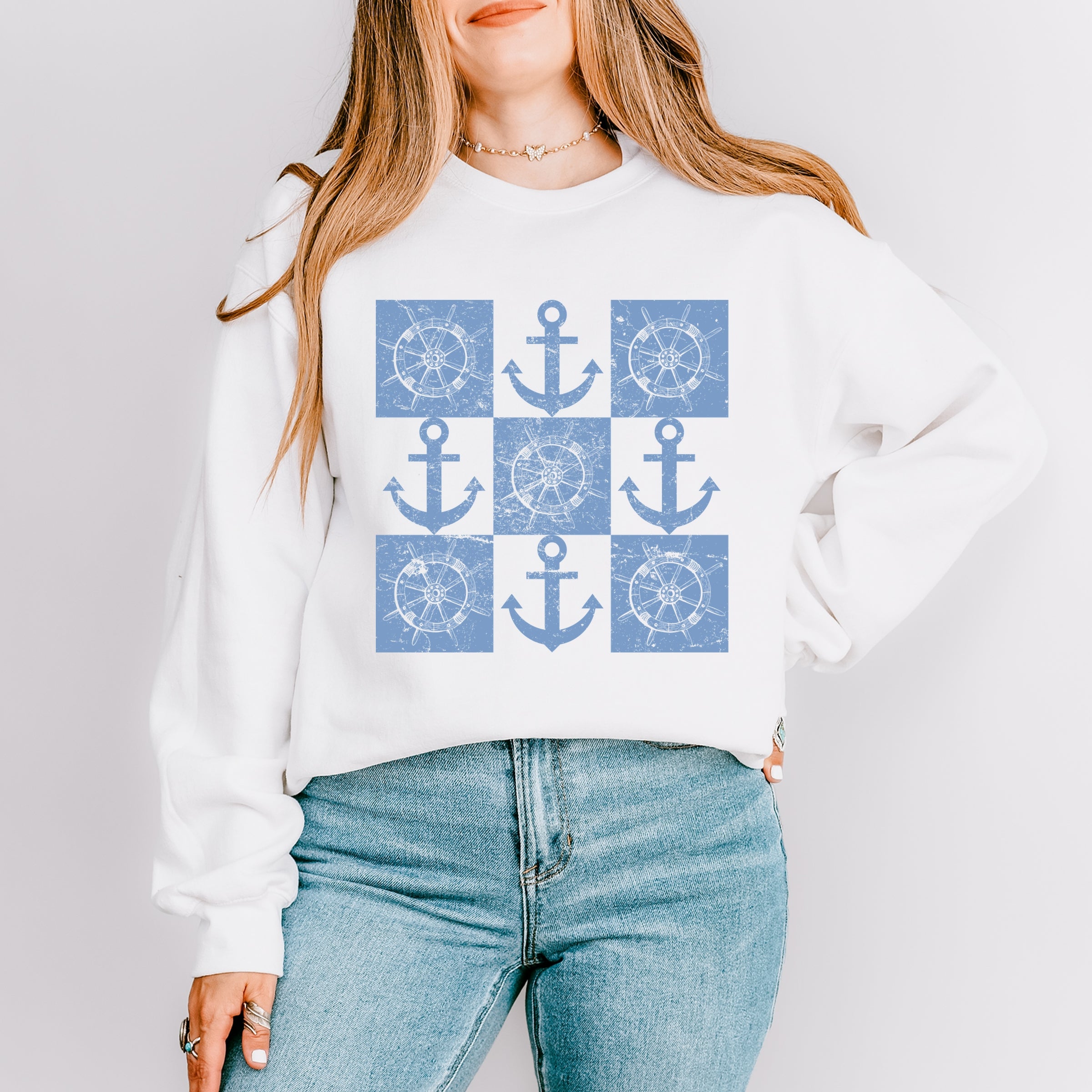 Anchor Wheel Grid -  Womens Sweatshirt