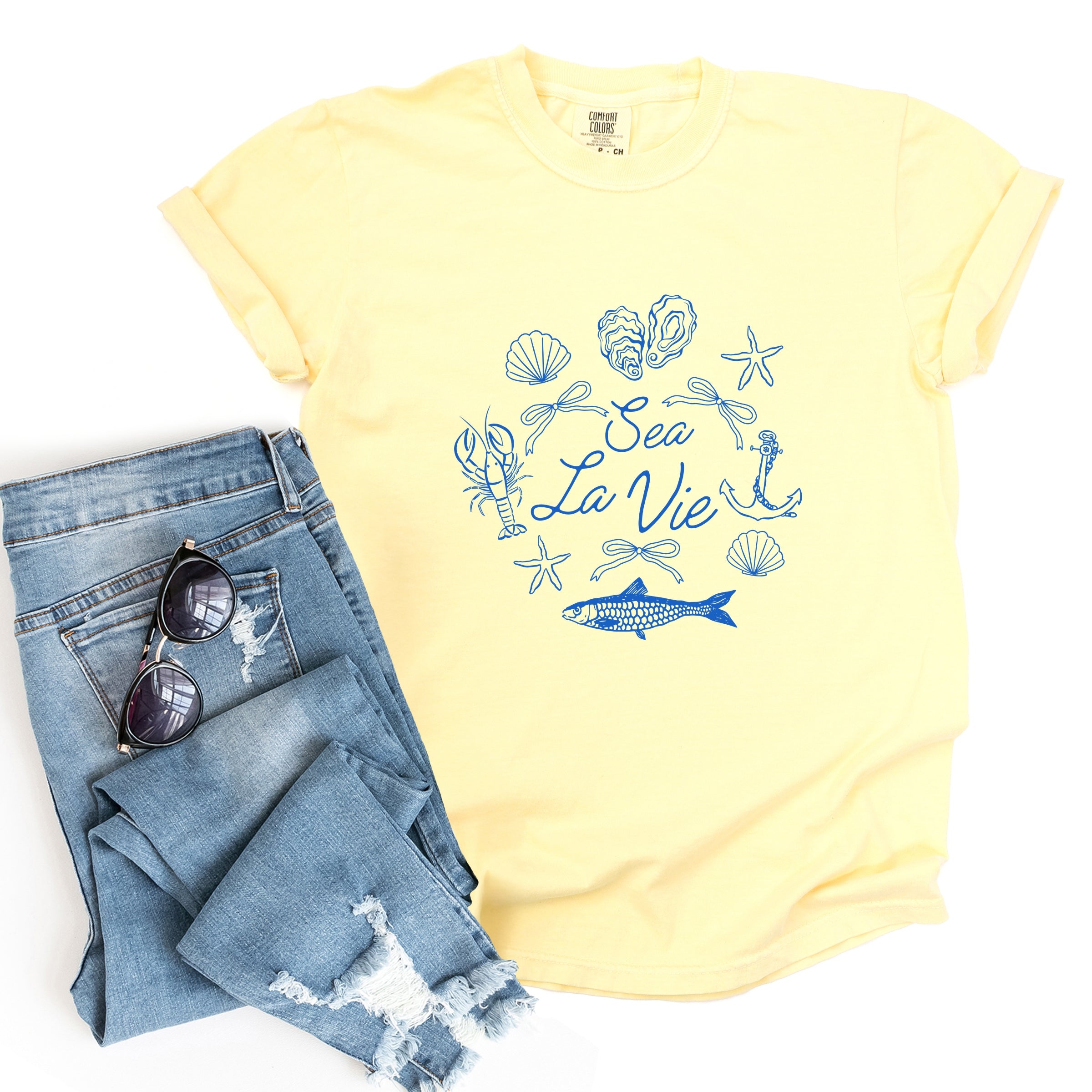 Sea La Vie Collage - Womens Garment Dyed Tee