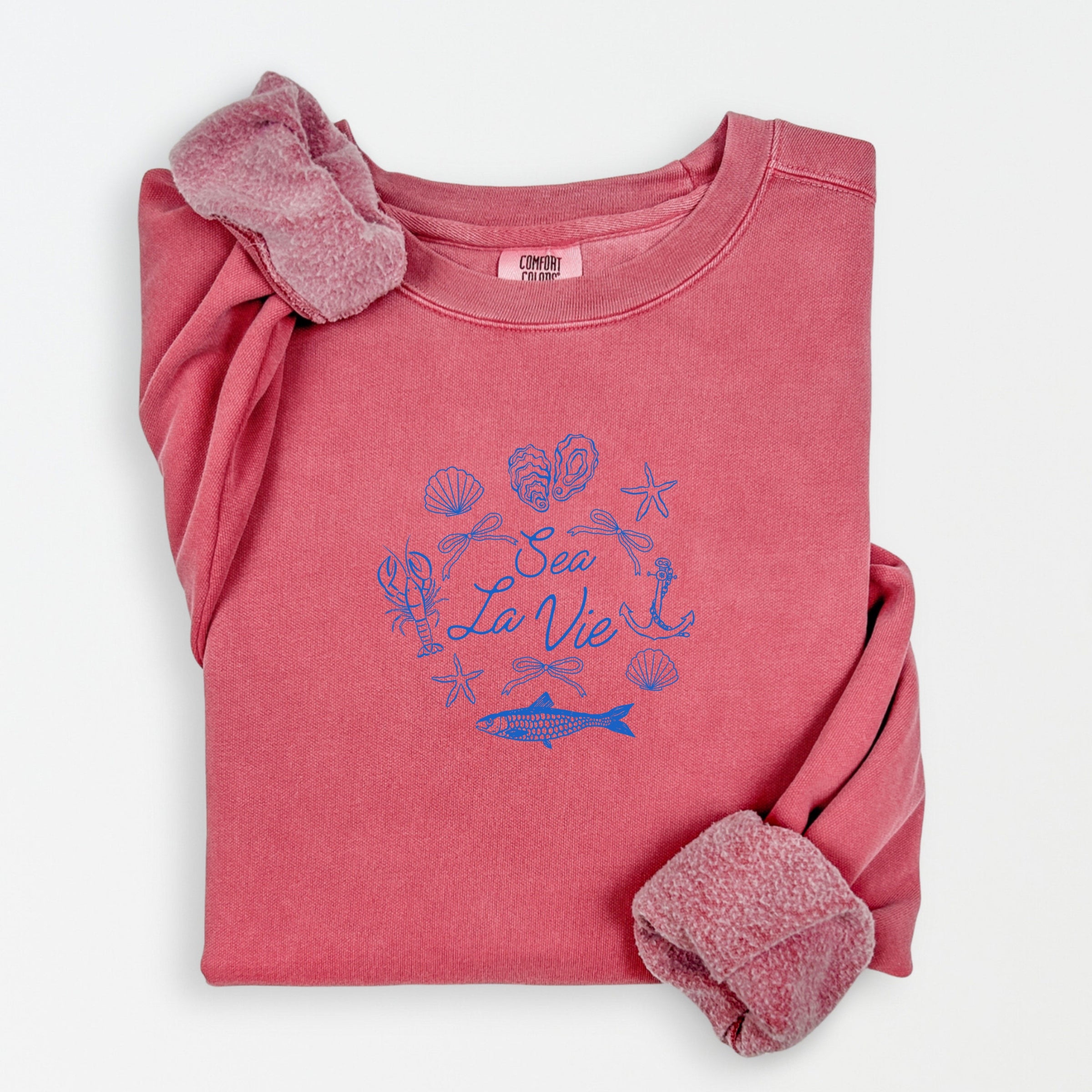 Sea La Vie Collage - Womens Lightweight Garment Dyed Sweatshirt