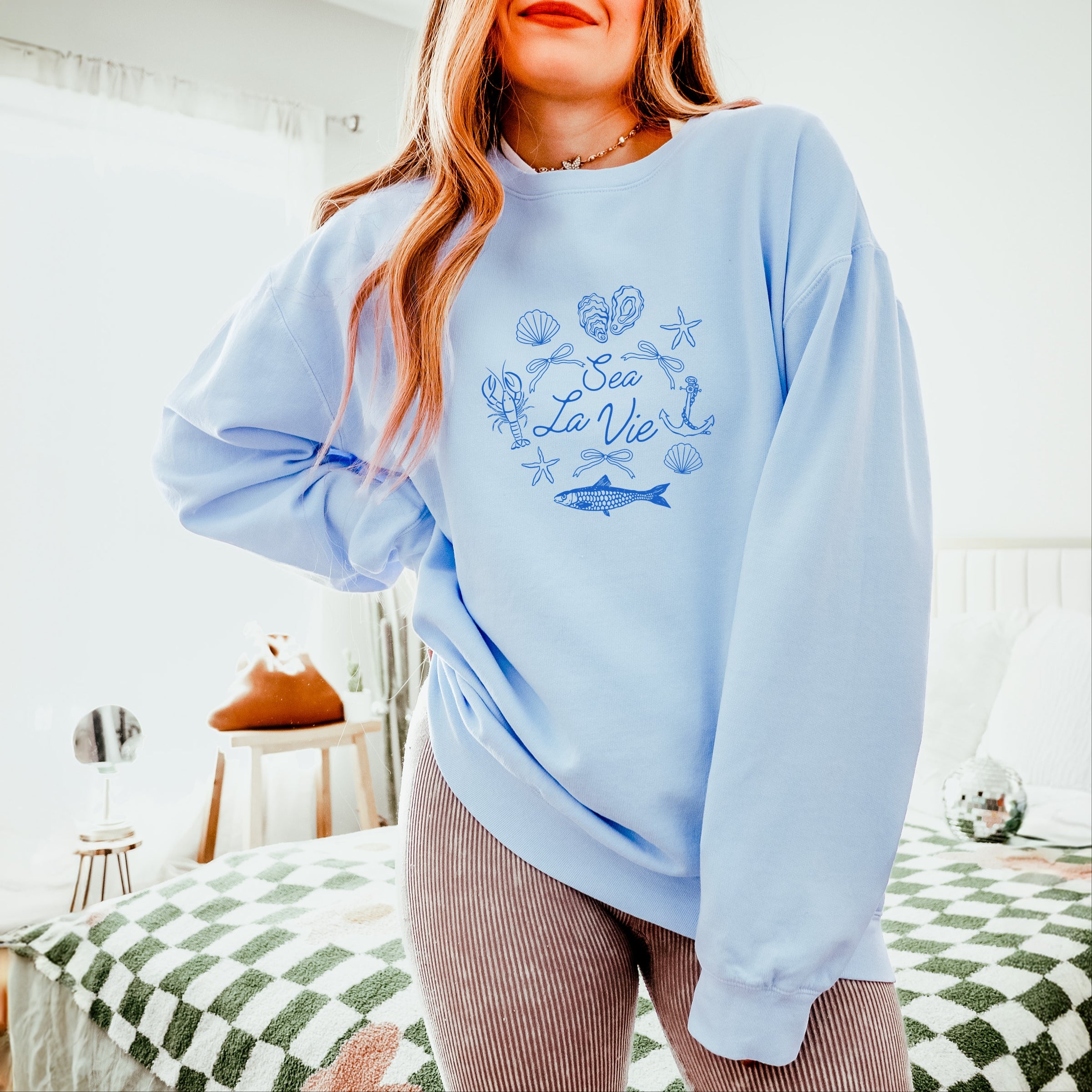 Sea La Vie Collage - Womens Lightweight Garment Dyed Sweatshirt