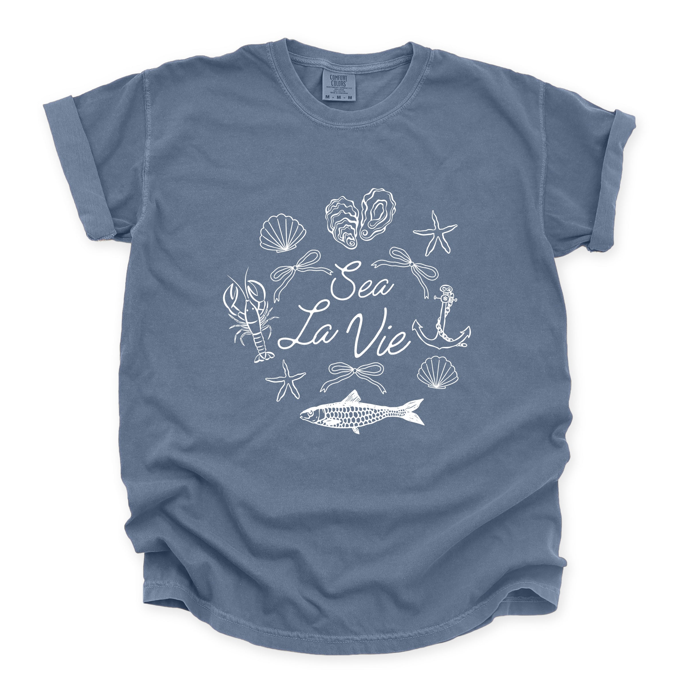 Sea La Vie Collage - Women's Garment Dyed Graphic T-Shirt